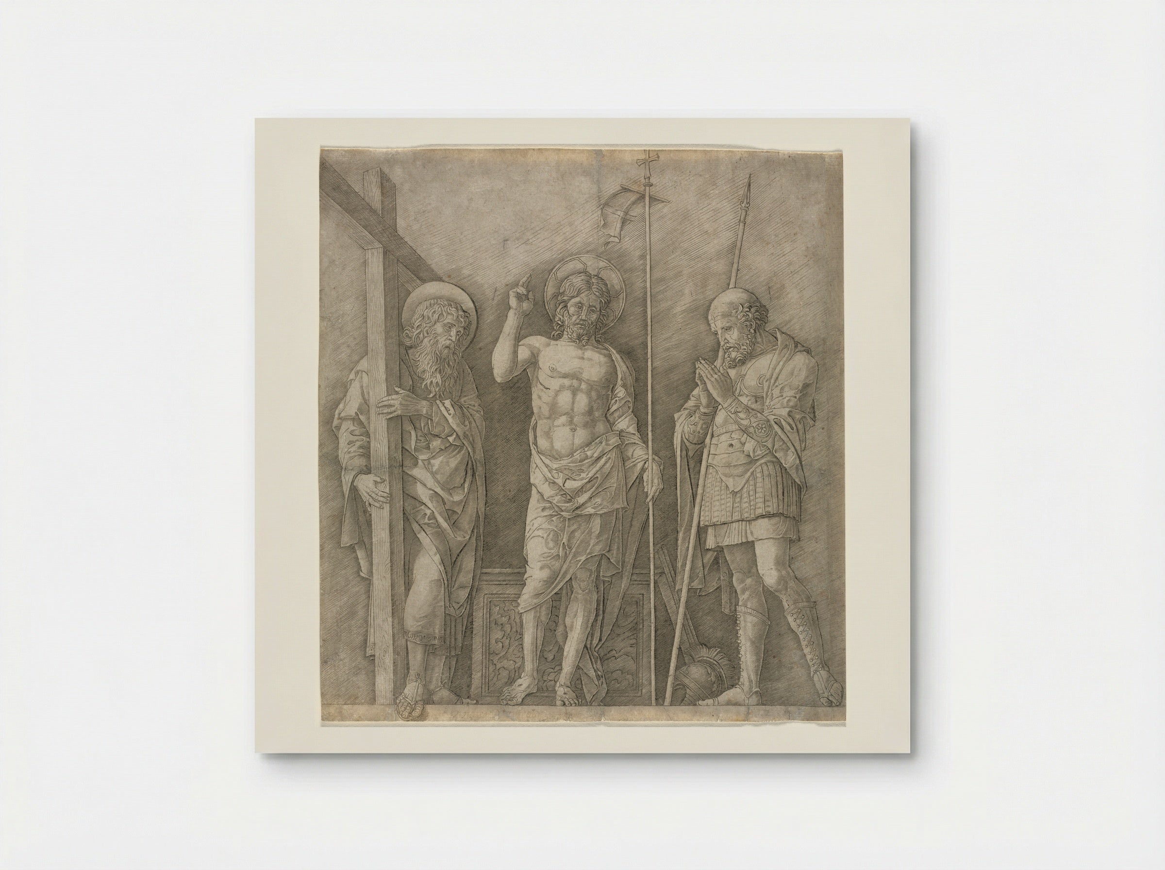 Risen Christ between Saint Andrew and Saint Longinus - Andrea Mantegna - Poster