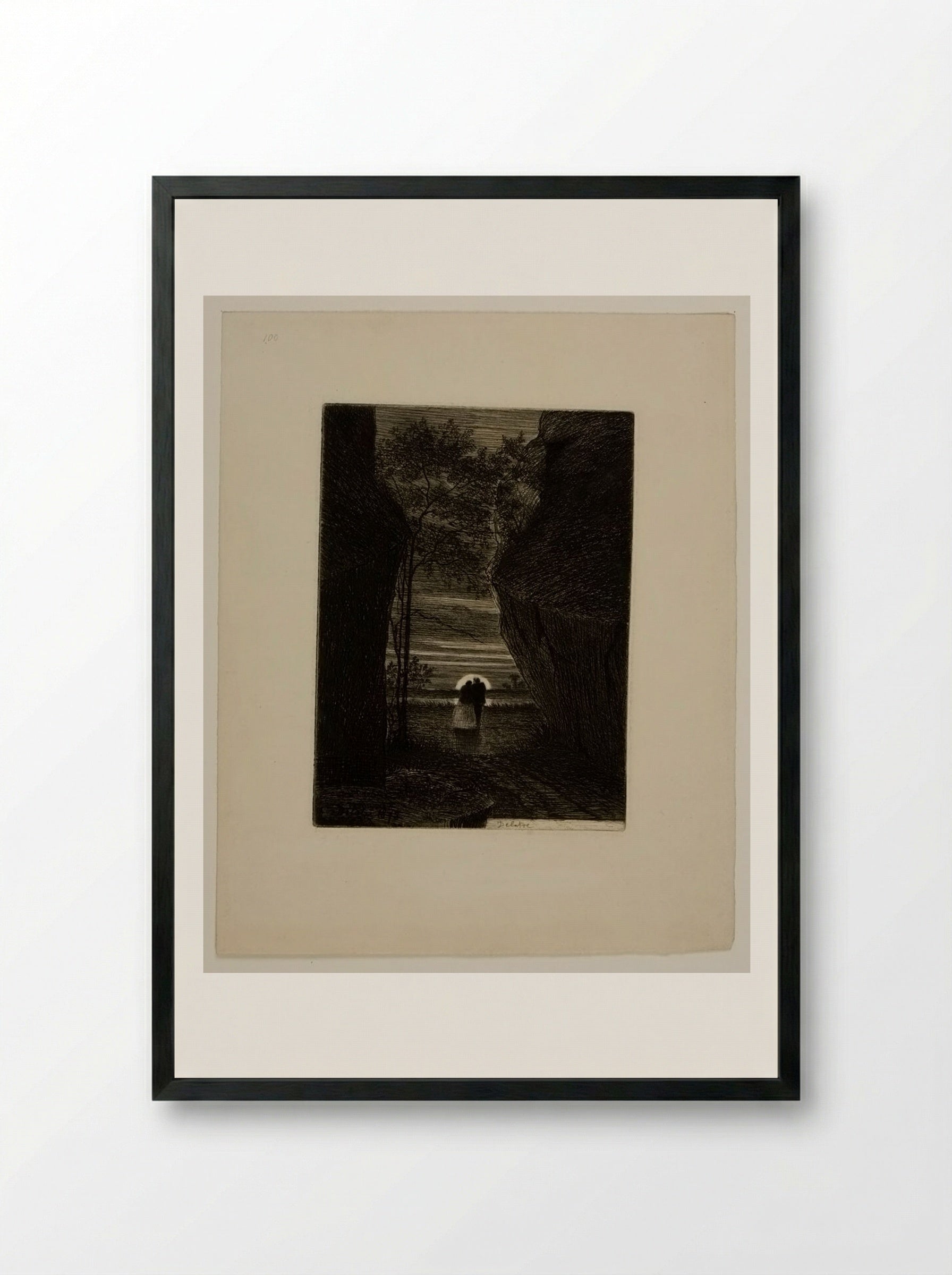 Rising Moon - Auguste Delâtre - Framed Print Black