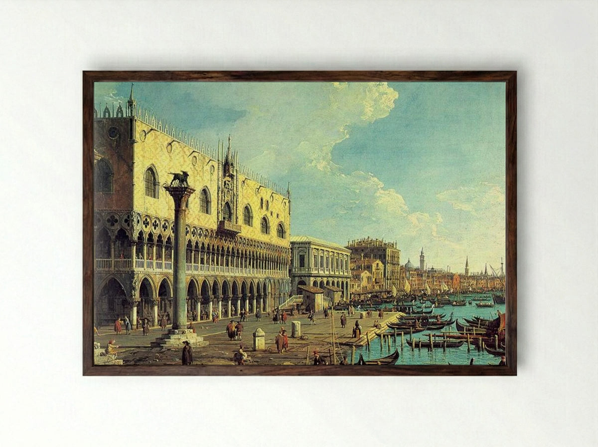 Riva degli Schiavoni Looking East - Canaletto - Framed Print Dark Wood