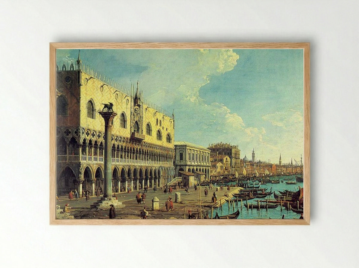 Riva degli Schiavoni Looking East - Canaletto - Framed Print Wood