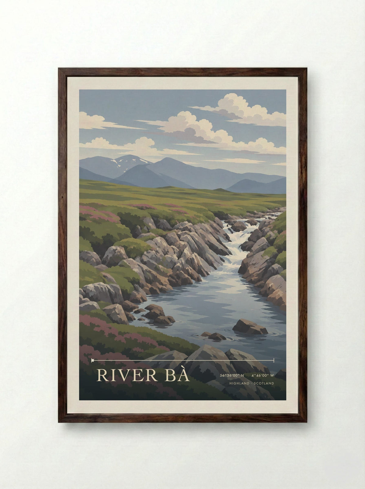 River Bà, Highland | Travel Poster - Framed Print Dark Wood