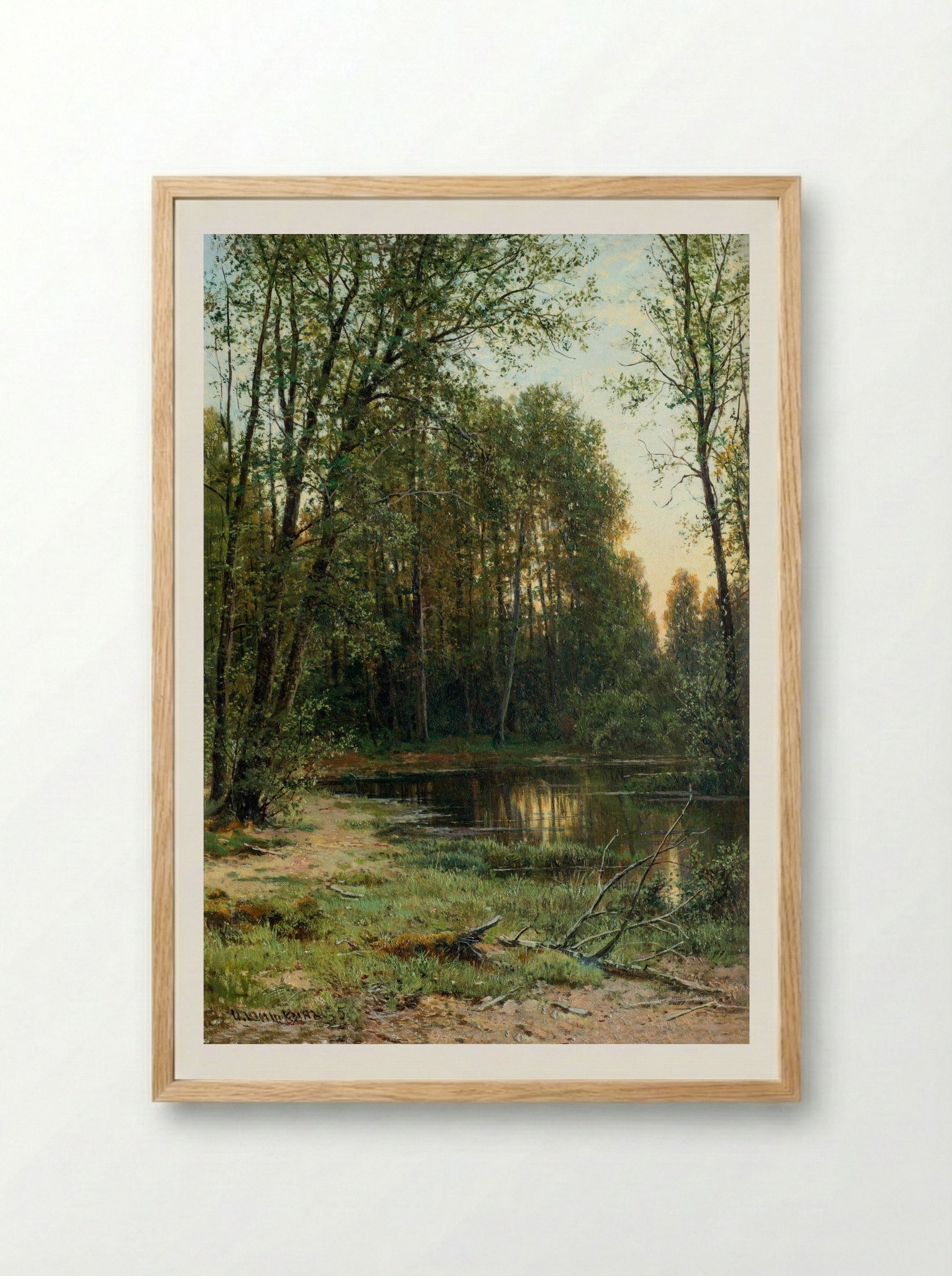 River Backwater in the Forest - Ivan Shishkin - Framed Print Wood