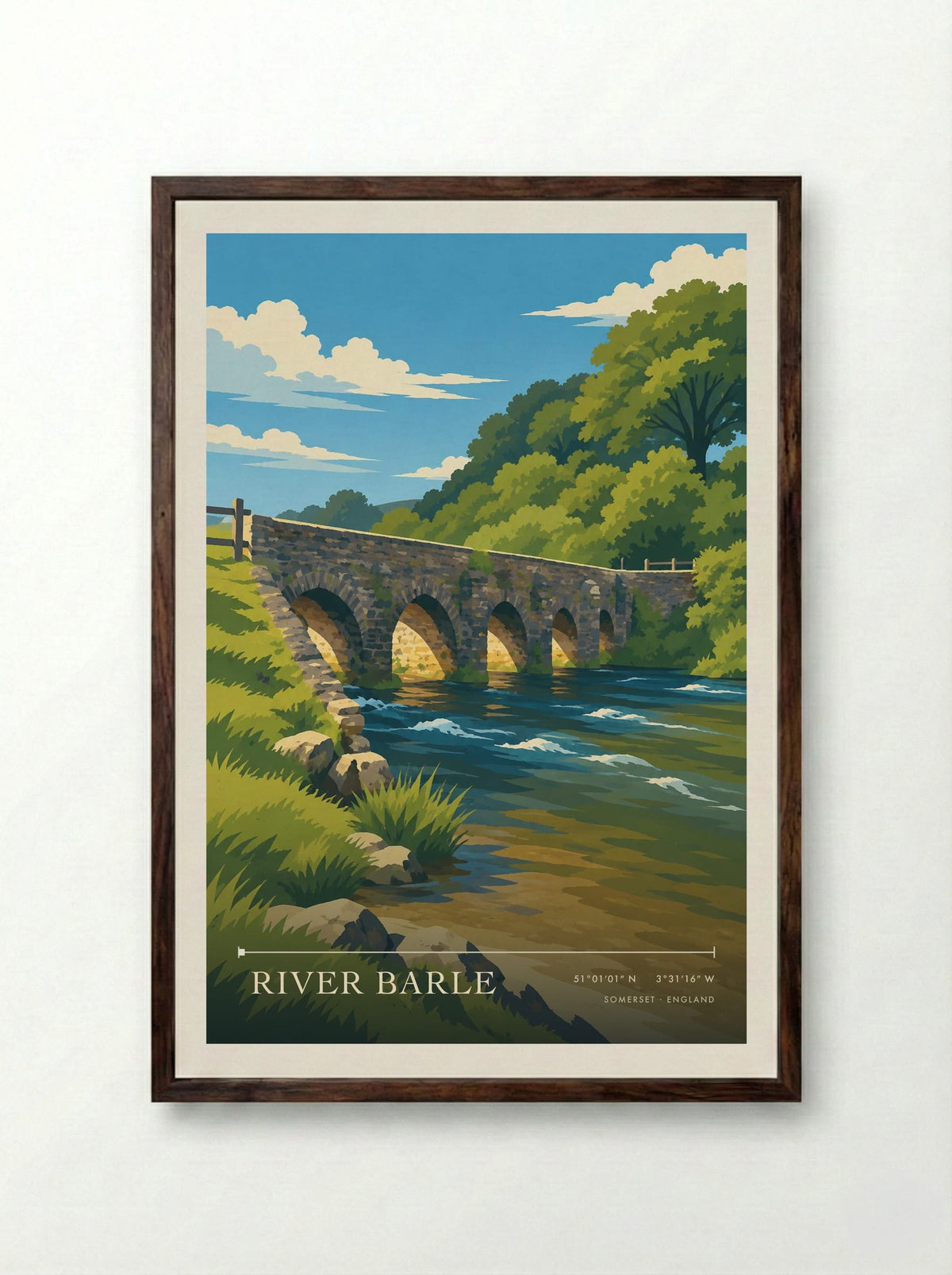 River Barle, Somerset | Travel Poster - Framed Print Dark Wood