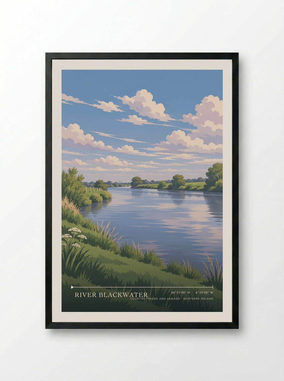 River Blackwater, Counties Tyrone and Armagh | Travel Poster - Framed Print Black