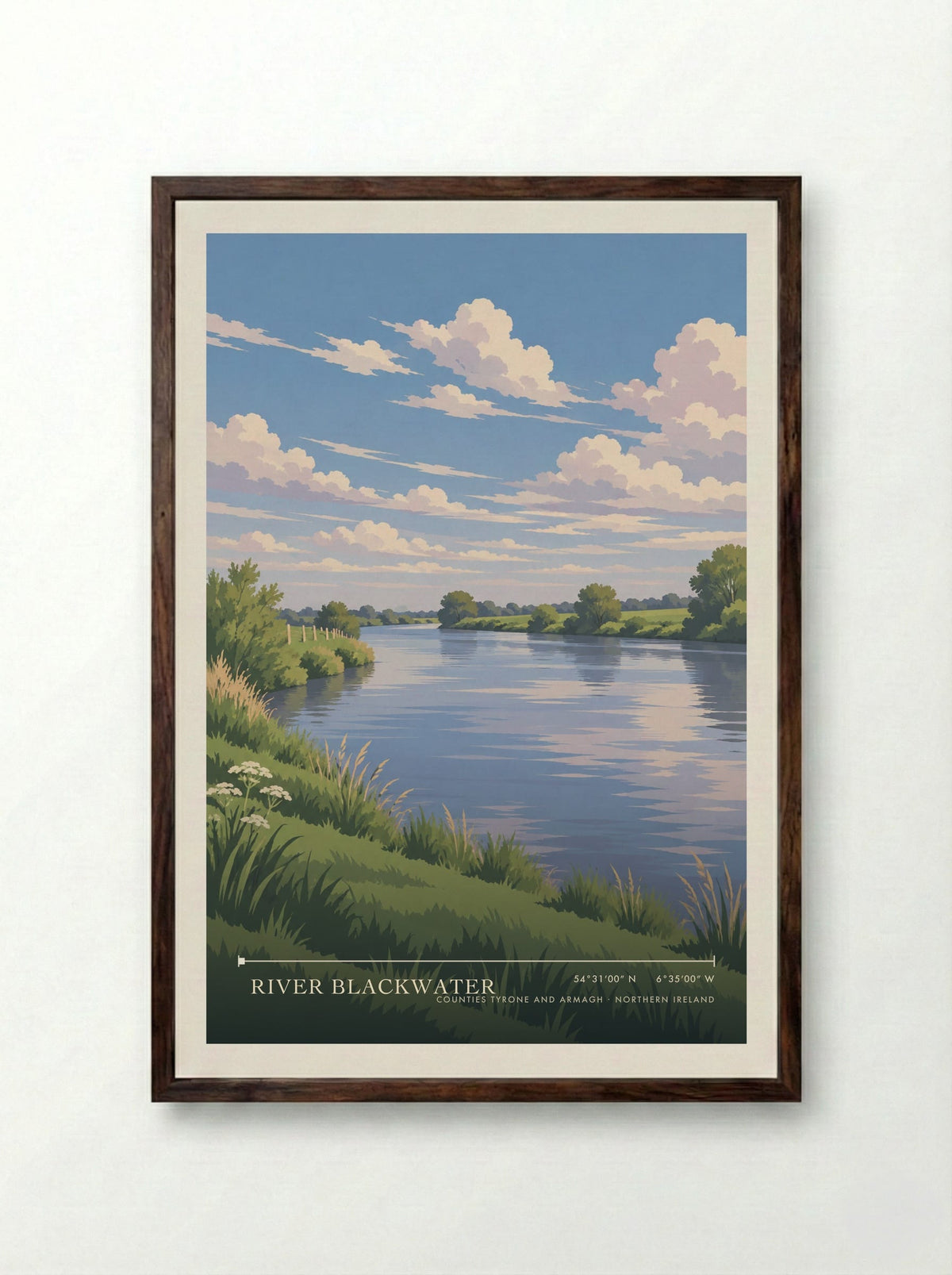 River Blackwater, Counties Tyrone and Armagh | Travel Poster - Framed Print Dark Wood