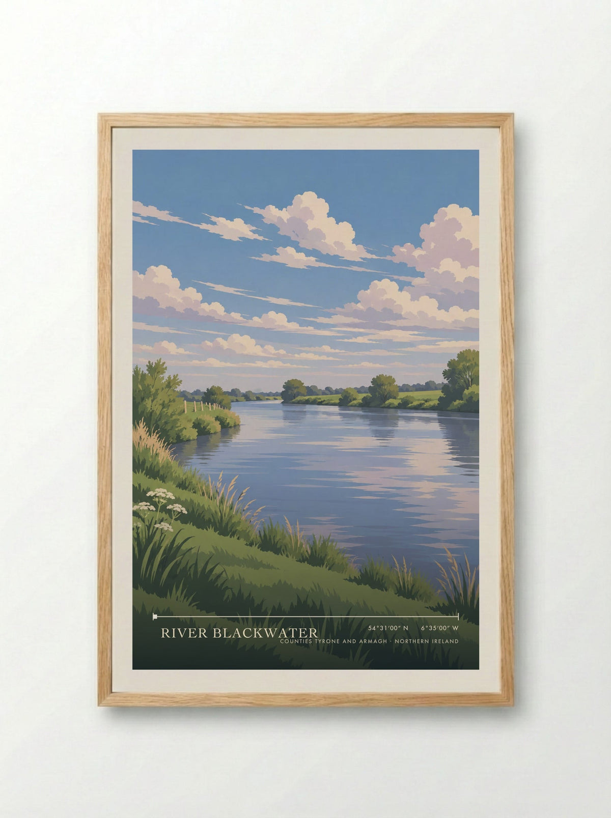 River Blackwater, Counties Tyrone and Armagh | Travel Poster - Framed Print Wood