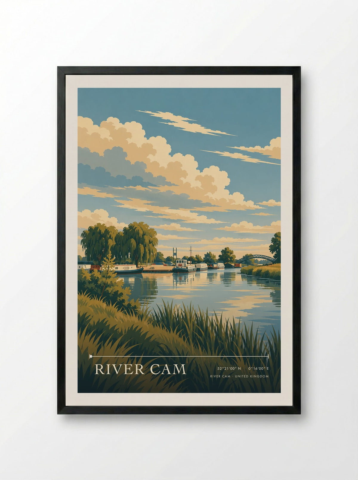 River Cam | Travel Poster - Framed Print Black