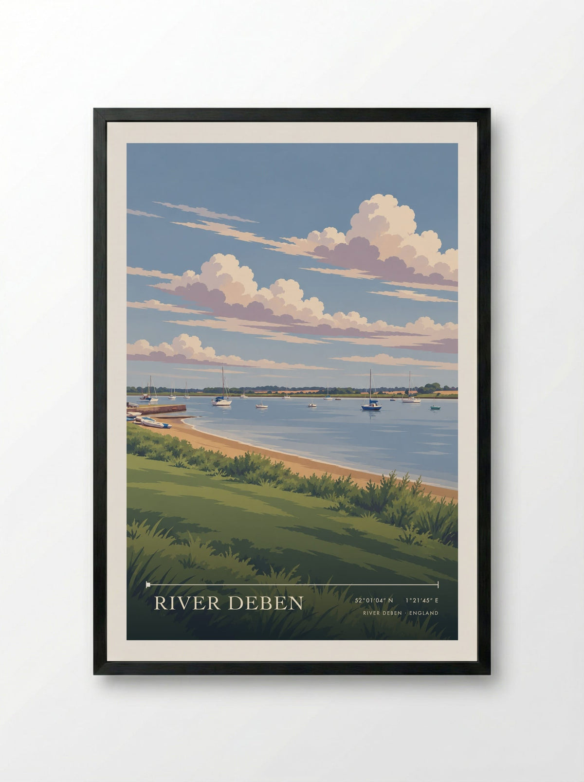 River Deben | Travel Poster - Framed Print Black
