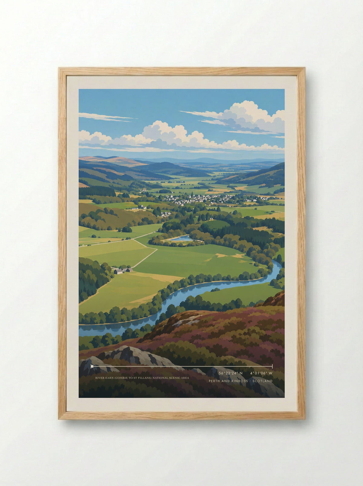 River Earn (Comrie to St Fillans) National Scenic Area, Perth and Kinross | Travel Poster - Framed Print Wood
