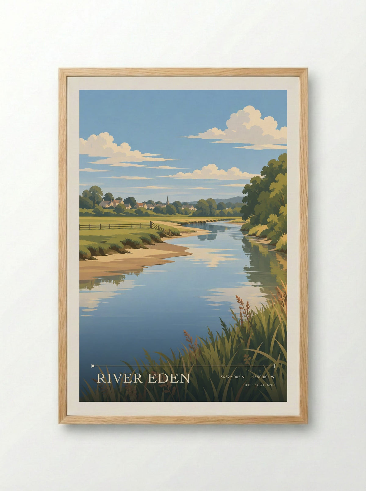 River Eden, Fife | Travel Poster - Framed Print Wood