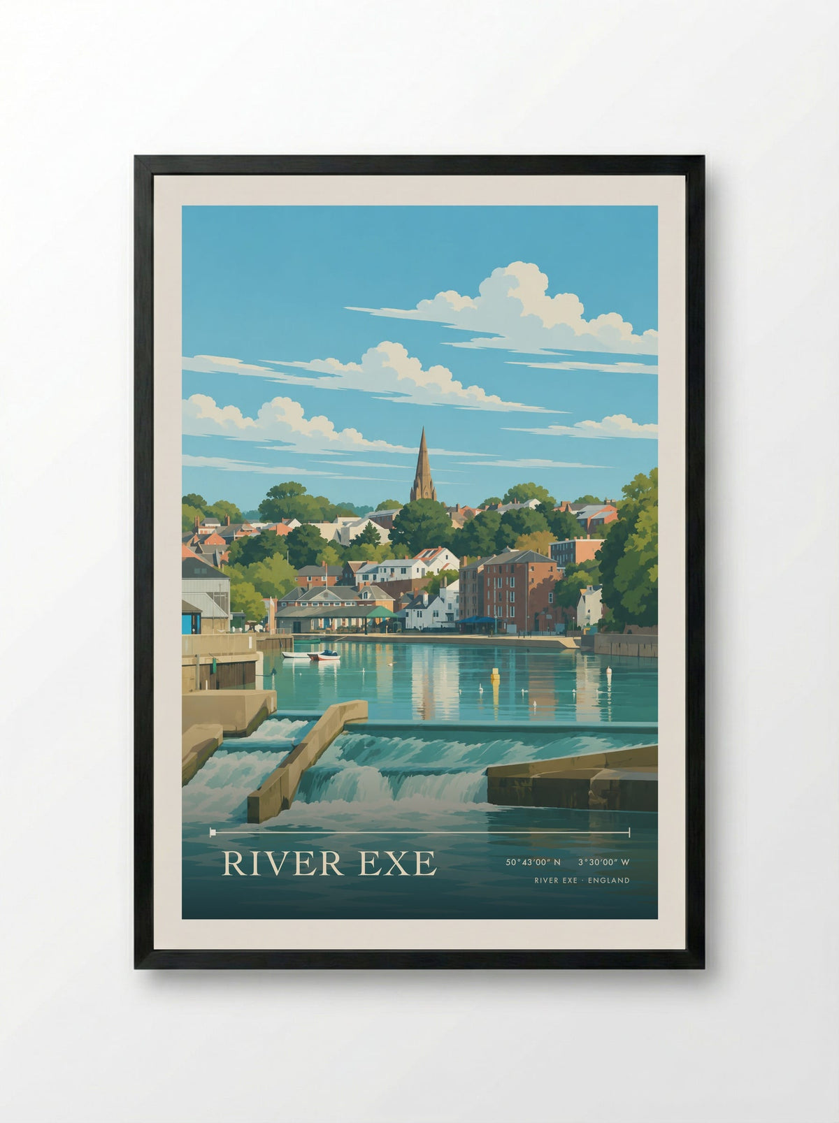 River Exe | Travel Poster - Framed Print Black