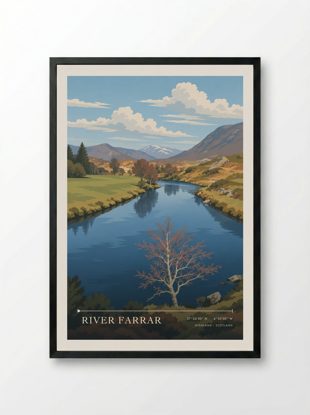River Farrar, Highland | Travel Poster - Framed Print Black