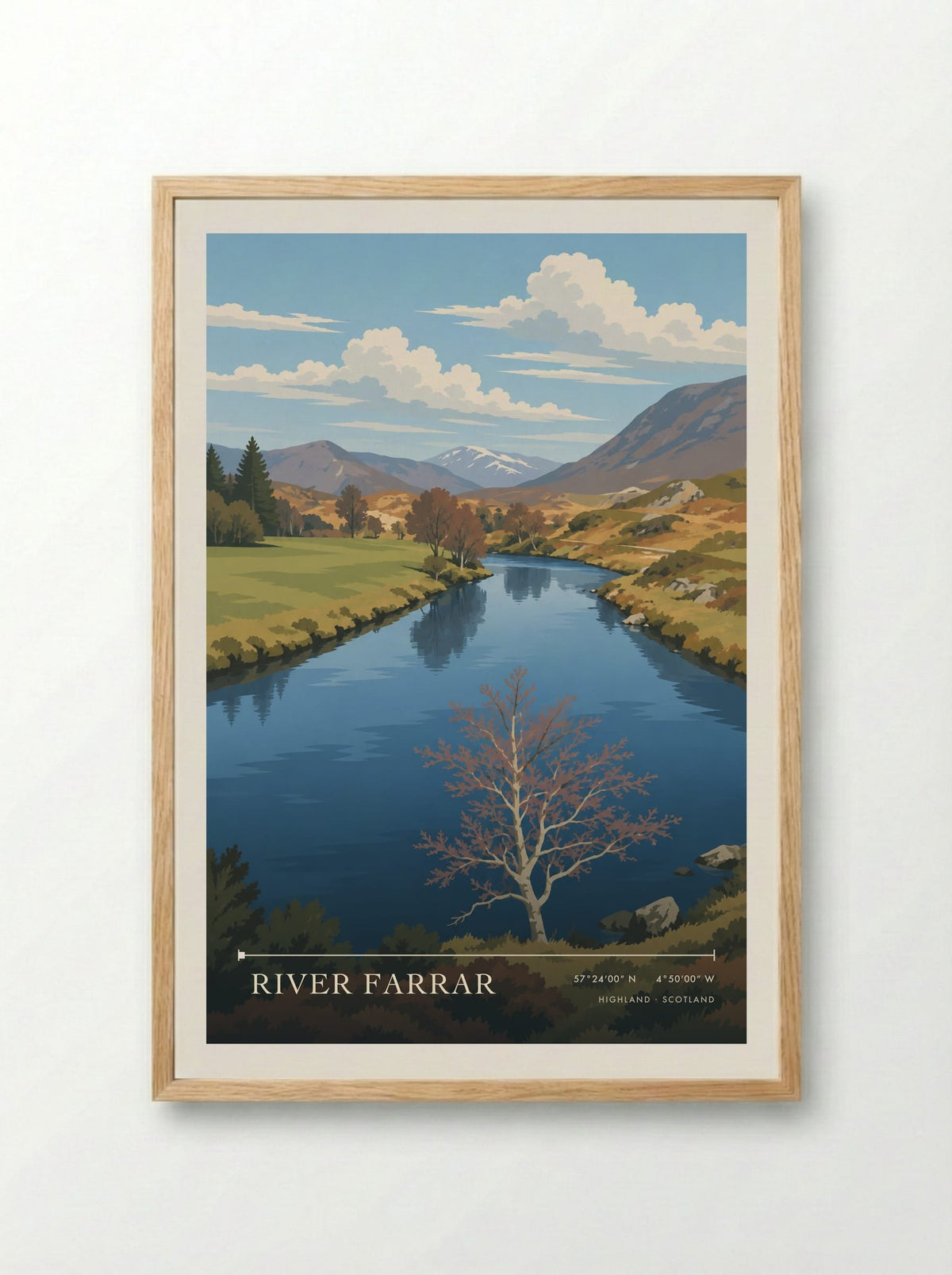River Farrar, Highland | Travel Poster - Framed Print Wood