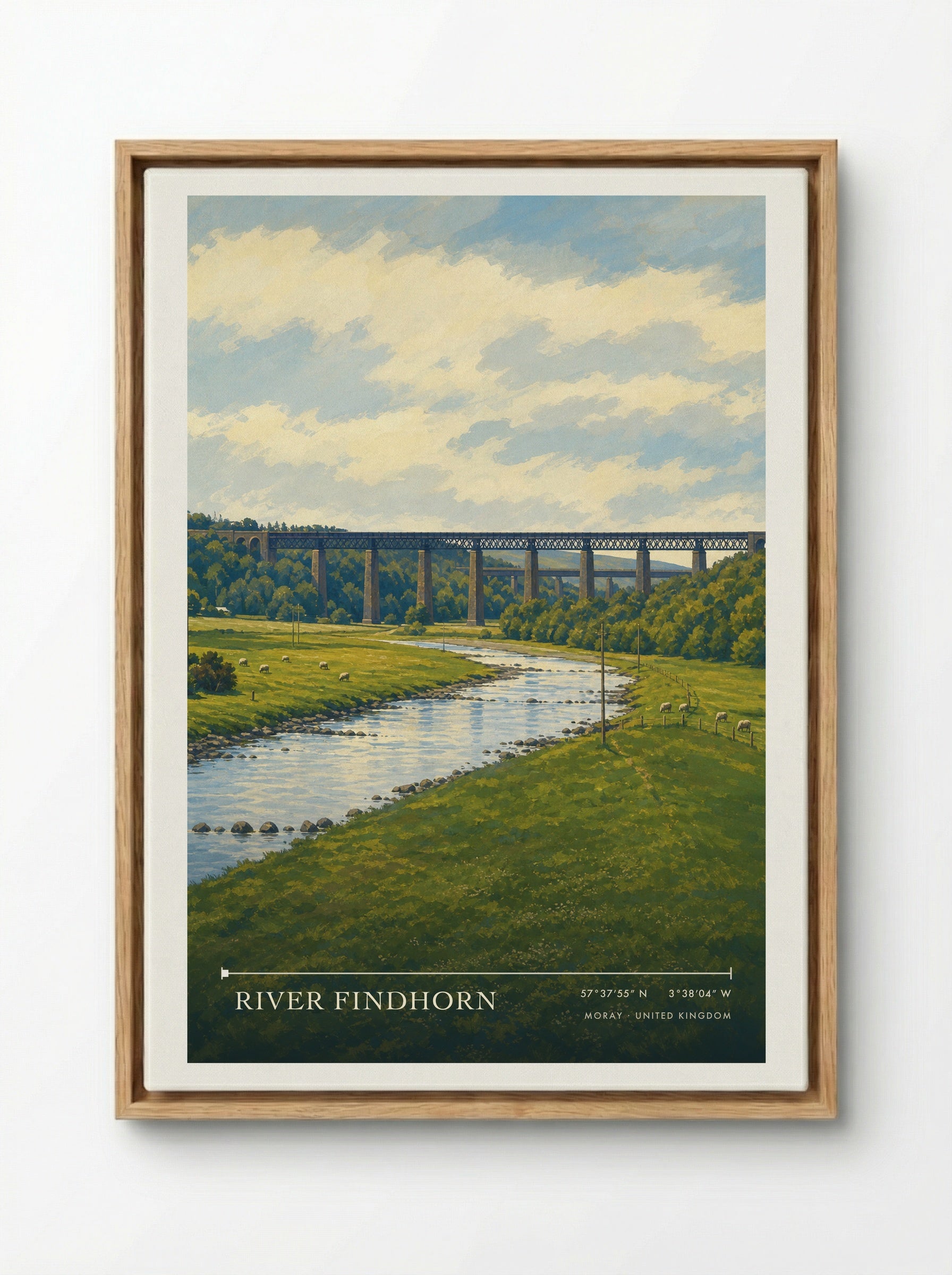 River Findhorn Moray United Kingdom Travel Poster - Framed Canvas Wood