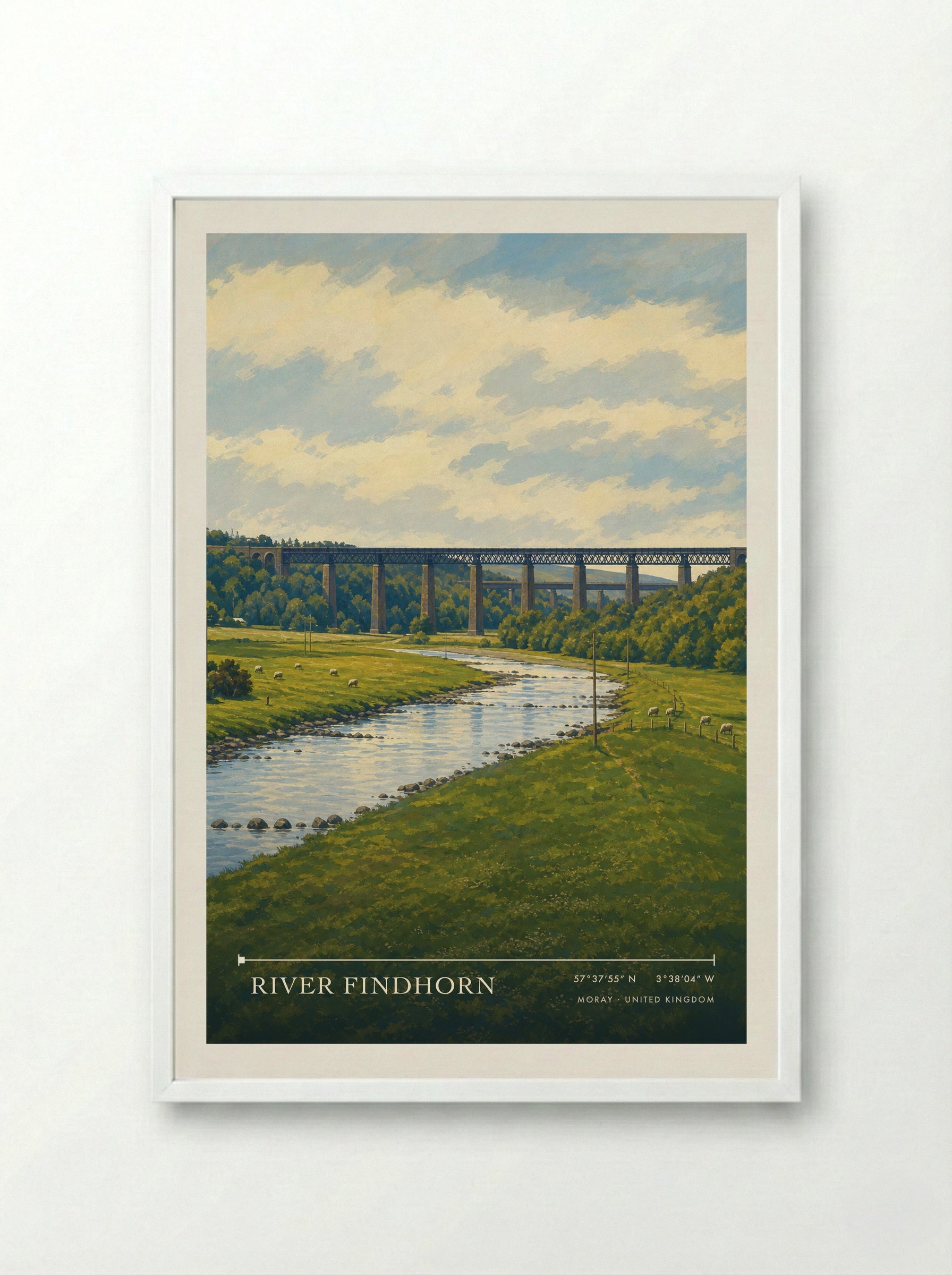 River Findhorn Moray United Kingdom Travel Poster - Framed Print White