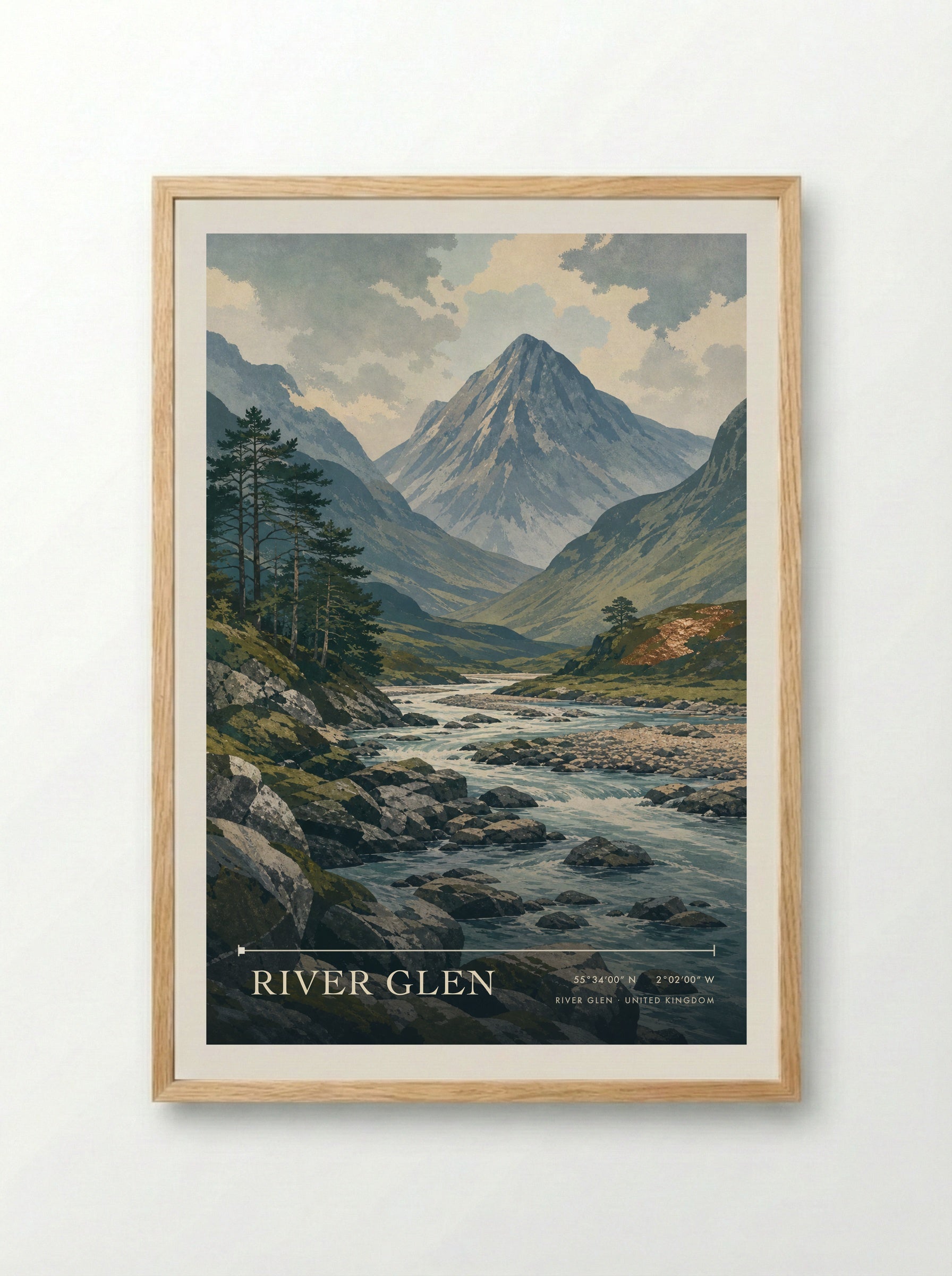River Glen United Kingdom Travel Poster - Framed Print Wood
