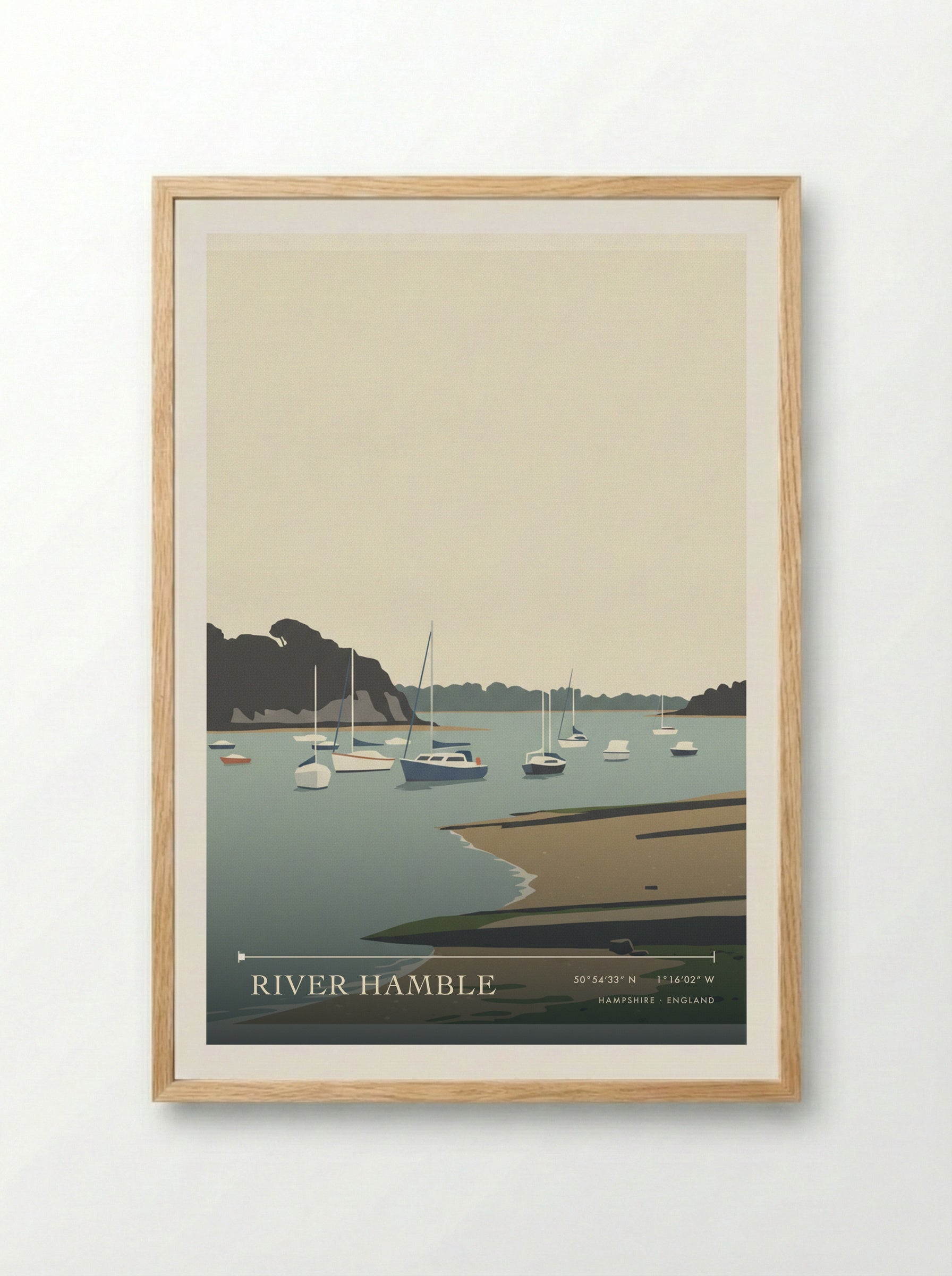 River Hamble Hampshire England Travel Poster - Framed Print Wood