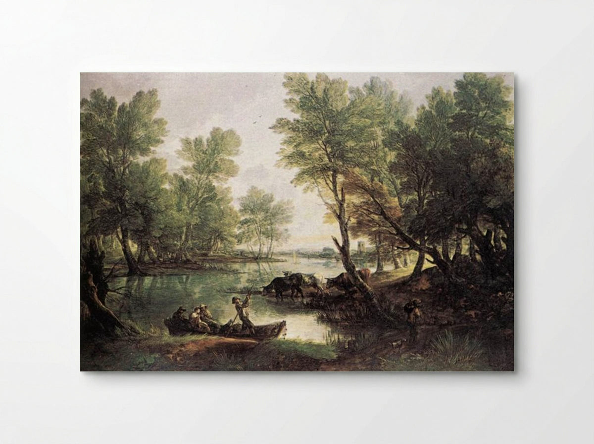 River Landscape with Cattle and Figures - Thomas Gainsborough - Poster