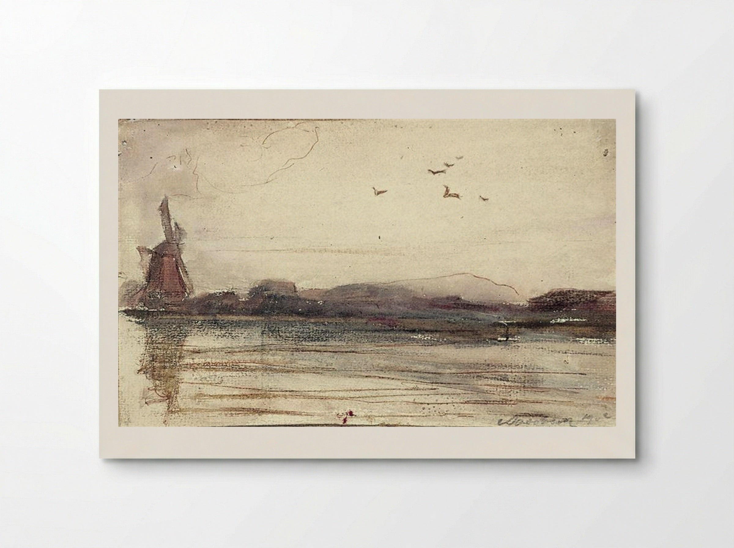 River Landscape with Mill - Theo van Doesburg - Poster