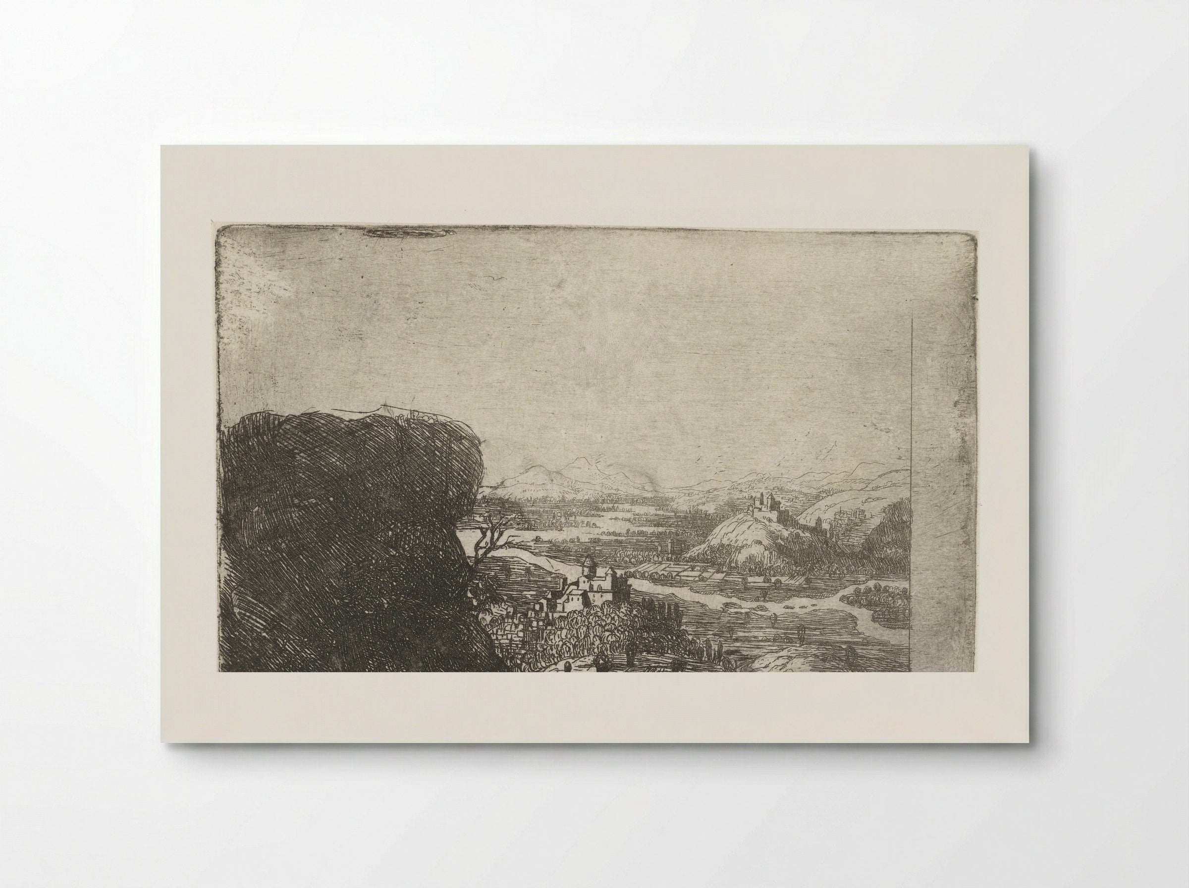 River Landscape with Rock and Two Castles - Jan Ruyscher - Poster