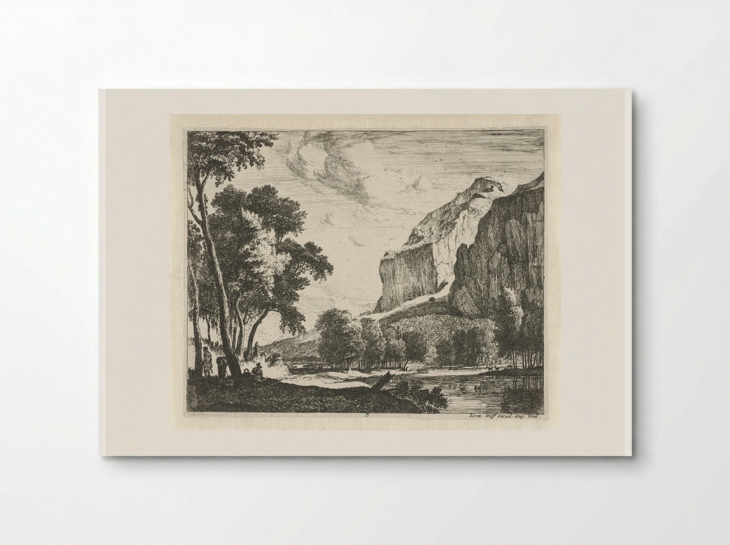 River Landscape with Rocks - Roelant Roghman - Poster
