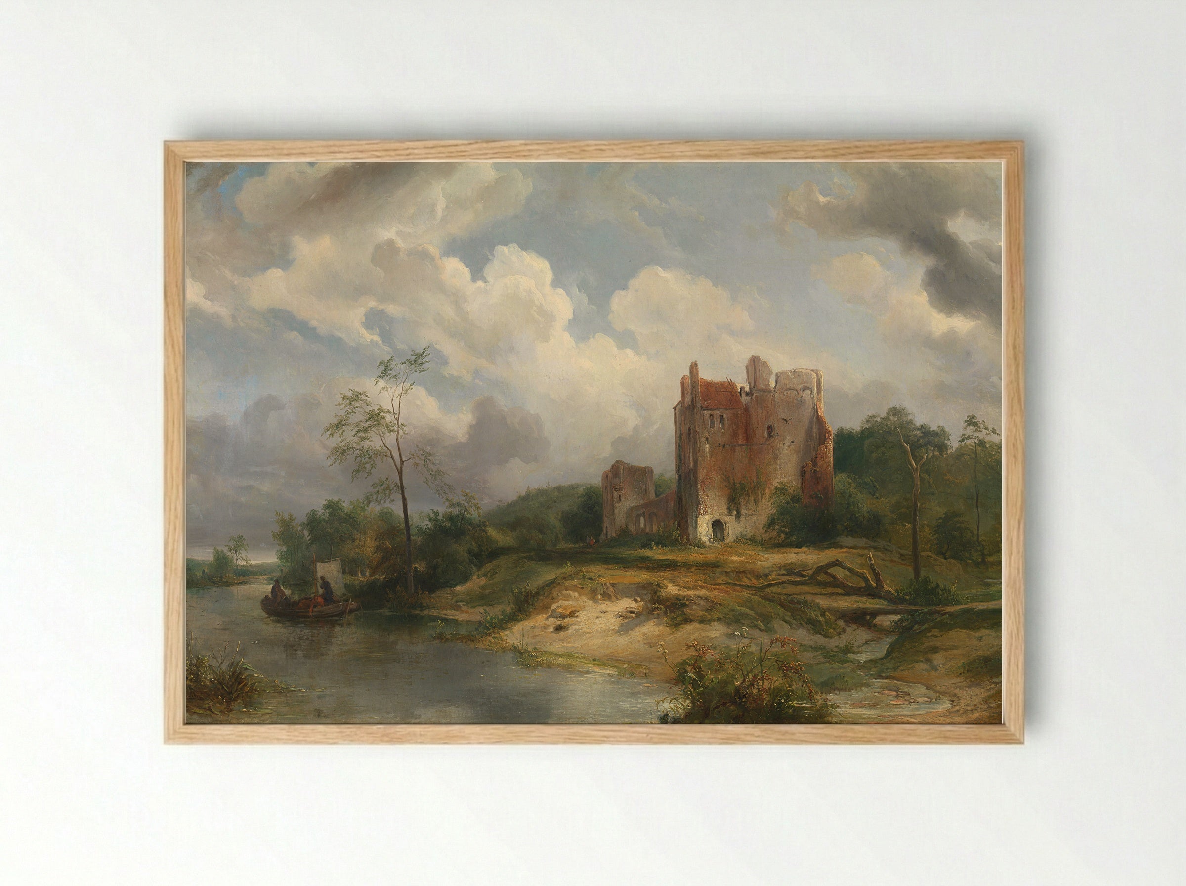 River Landscape with Ruin - Wijnand Nuijen - Framed Print Wood
