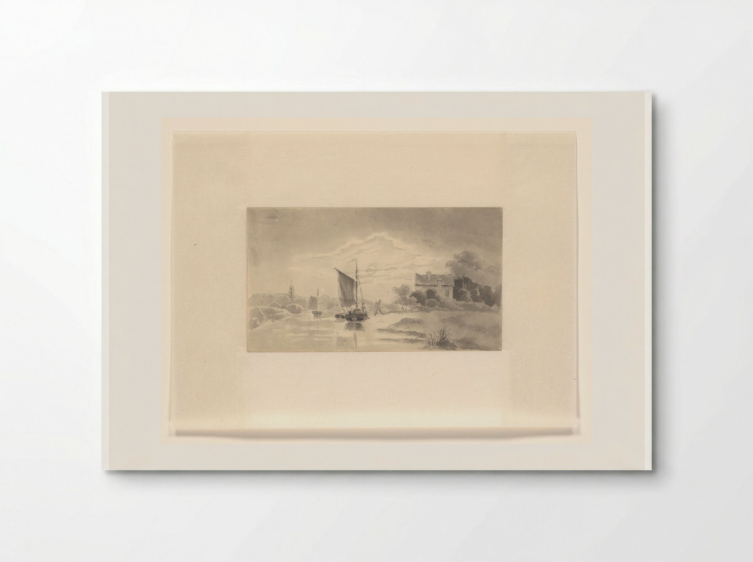 River Landscape with Sailing Vessel - Johannes van Reijn - Poster