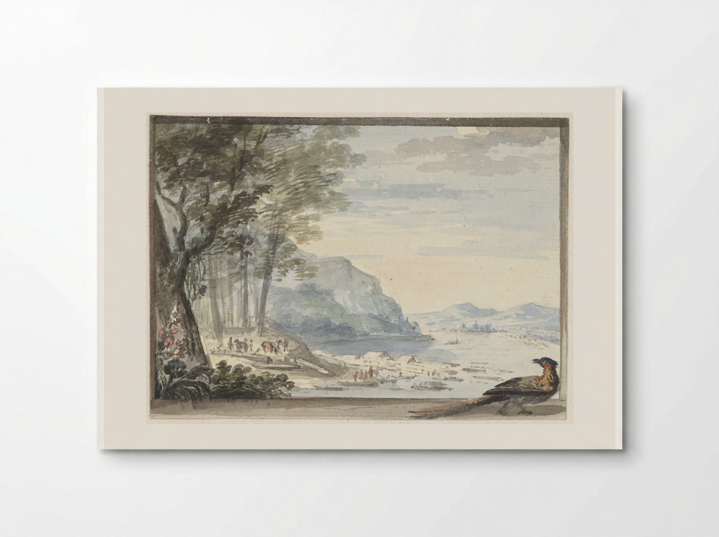 River Landscape with a Bird in the Foreground - Aert Schouman - Poster