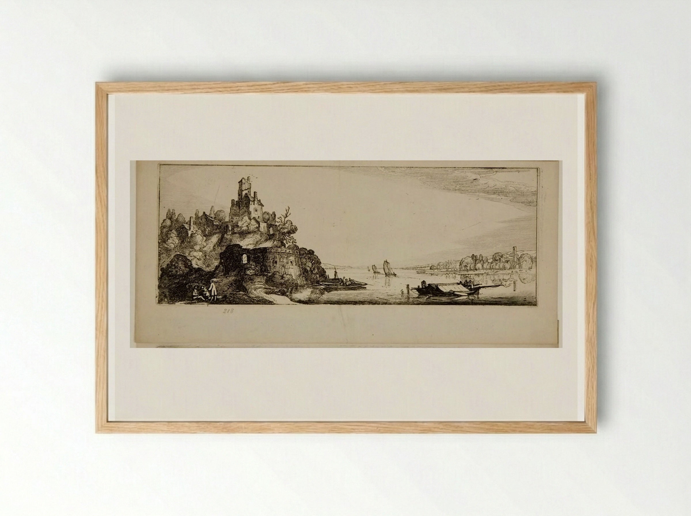River Landscape with a Castle - Jan van de Velde II - Framed Print Wood