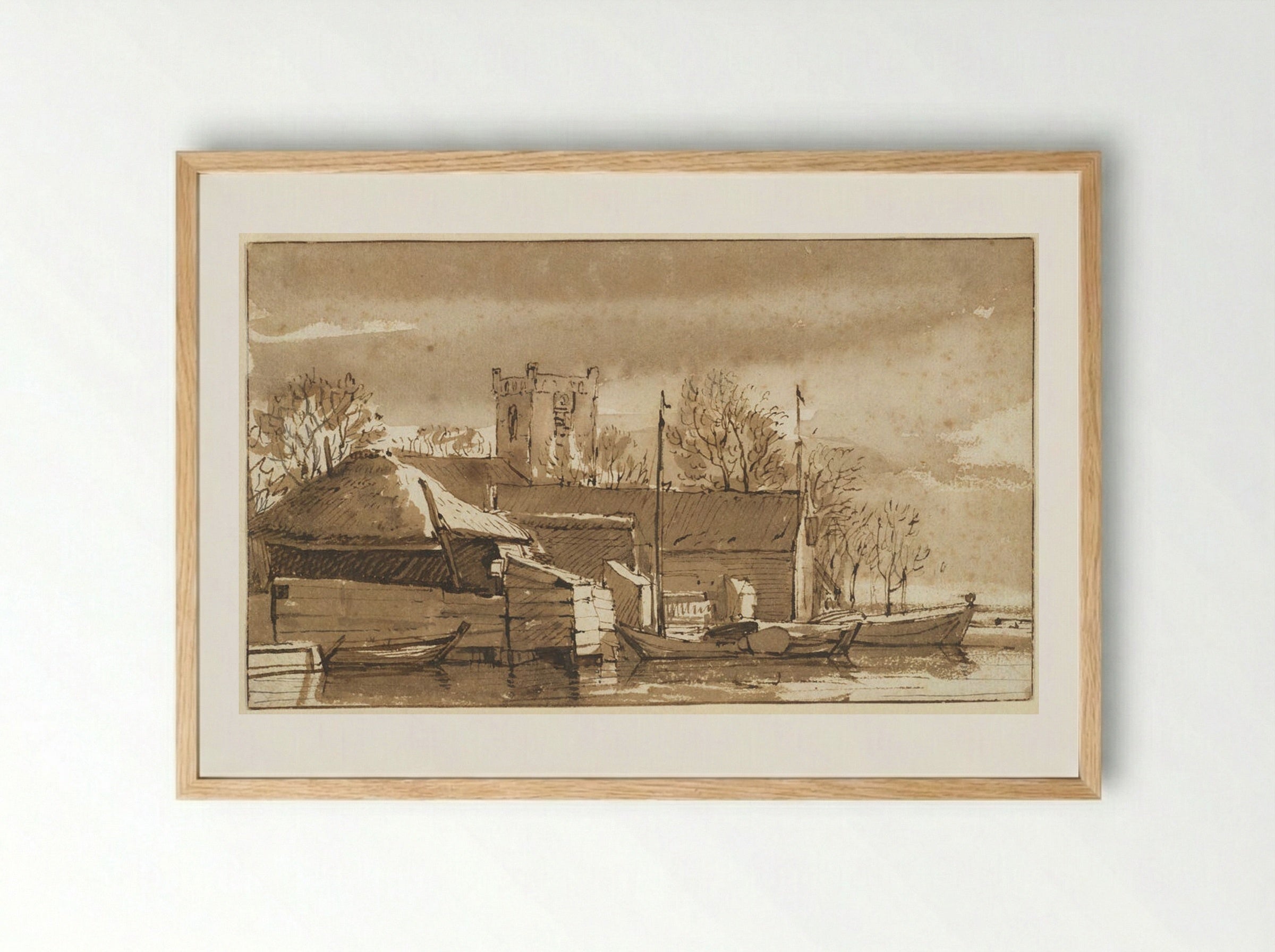 River Landscape - Johannes Leupenius - Framed Print Wood