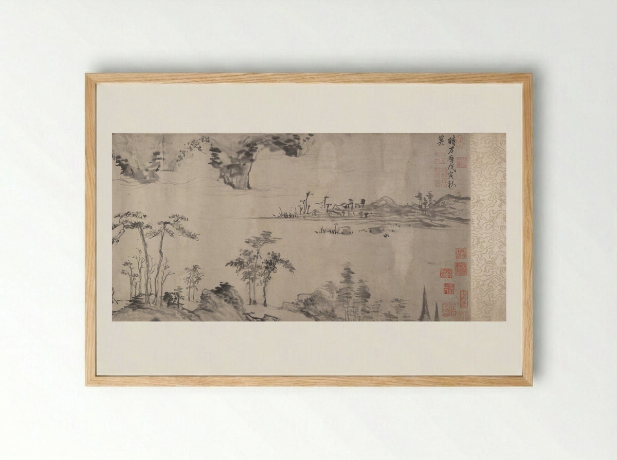 River Landscape - Xiang Yuanbian - Framed Print Wood