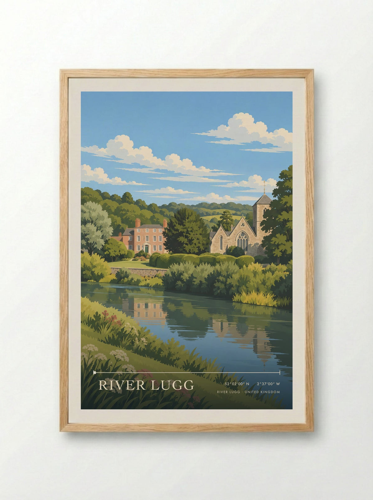 River Lugg | Travel Poster - Framed Print Wood
