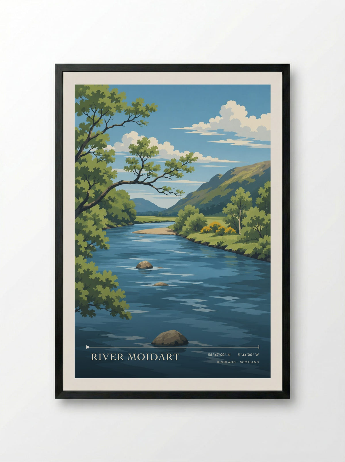 River Moidart, Highland | Travel Poster - Framed Print Black