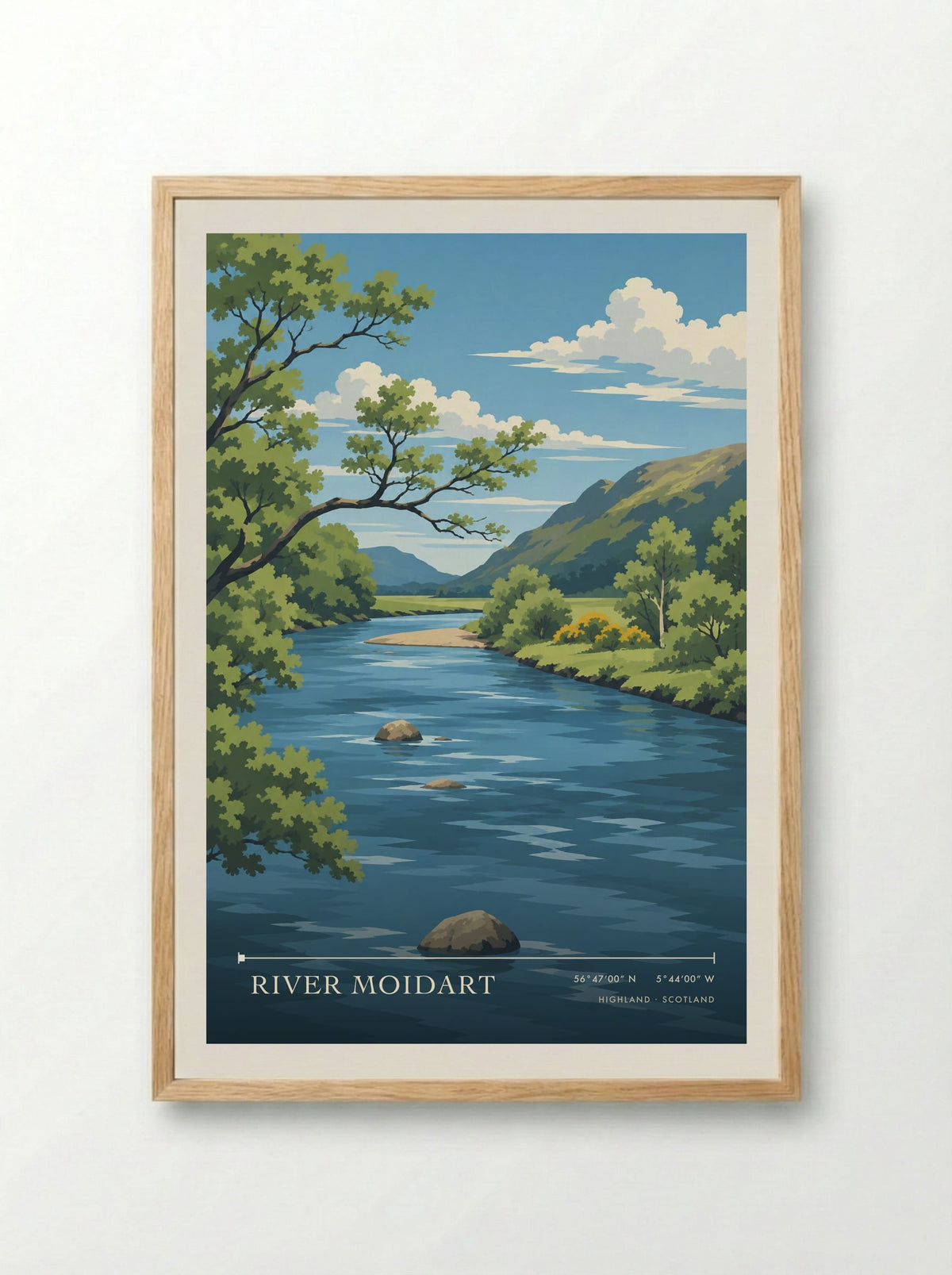 River Moidart, Highland | Travel Poster - Framed Print Wood