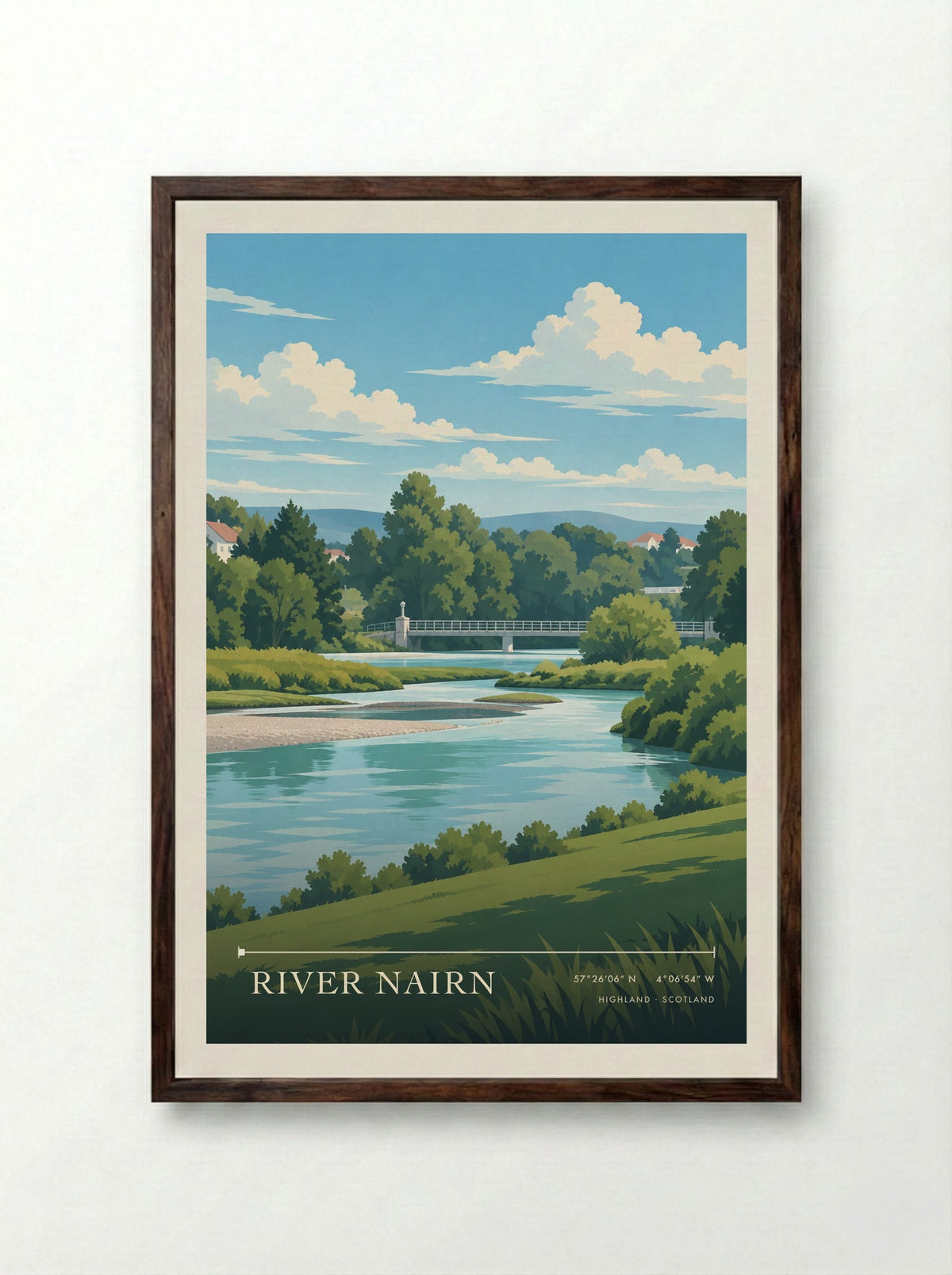 River Nairn, Highland | Travel Poster - Framed Print Dark Wood