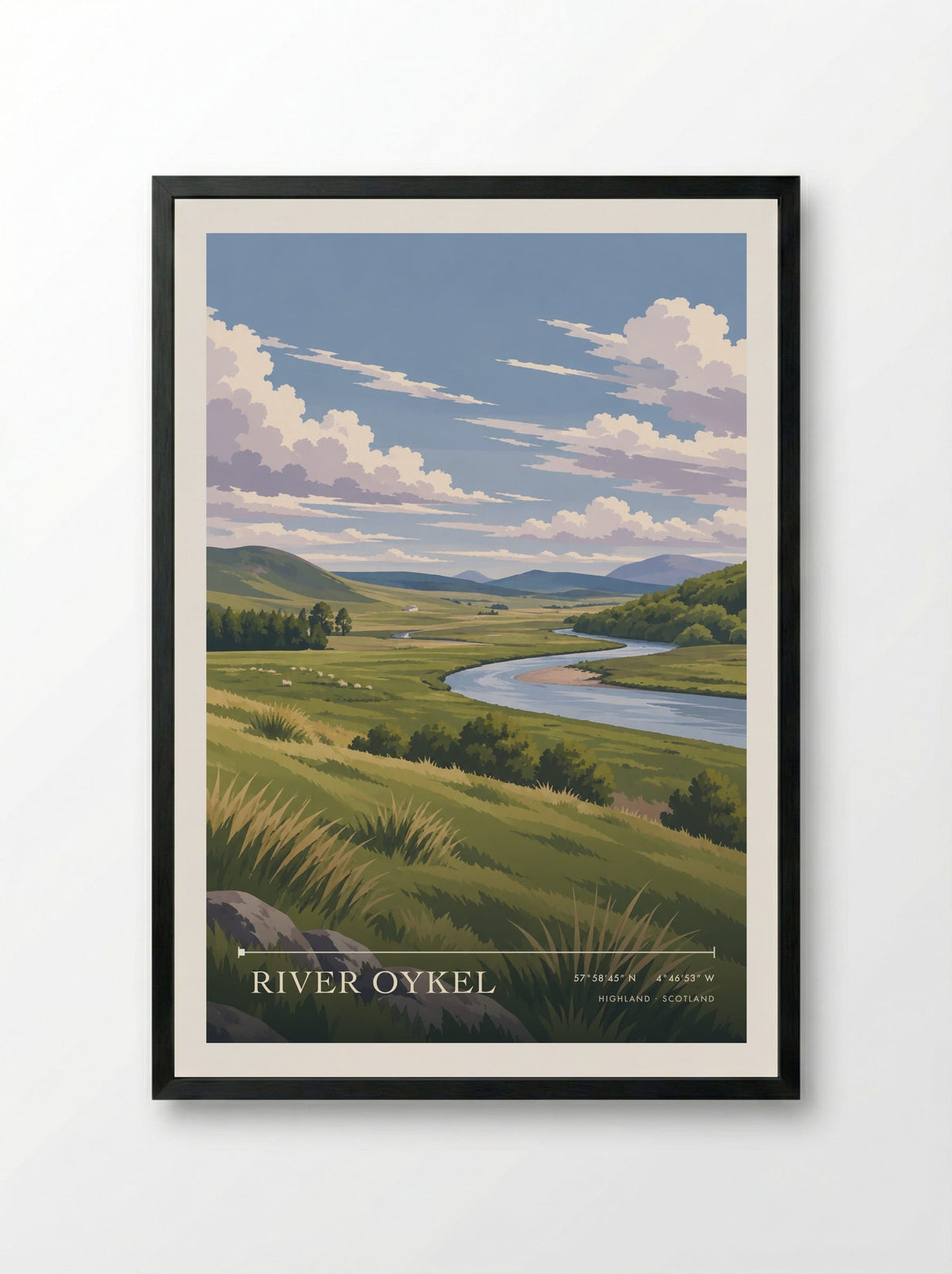 River Oykel, Highland | Travel Poster - Framed Print Black
