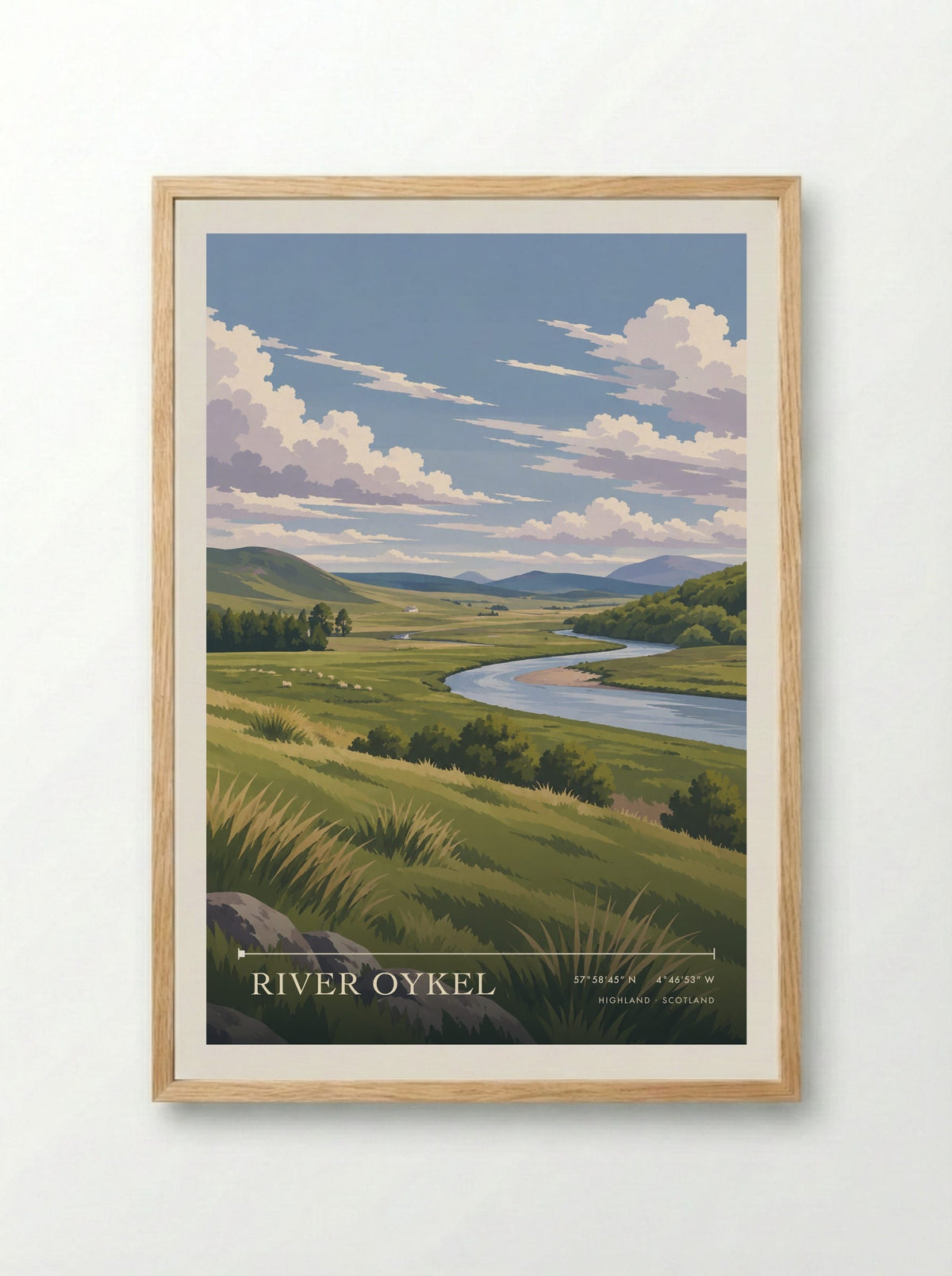 River Oykel, Highland | Travel Poster - Framed Print Wood