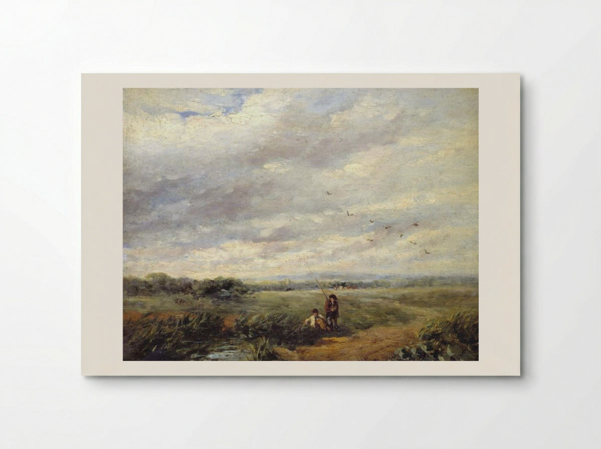 River Scene with Boys Fishing - David Cox - Poster