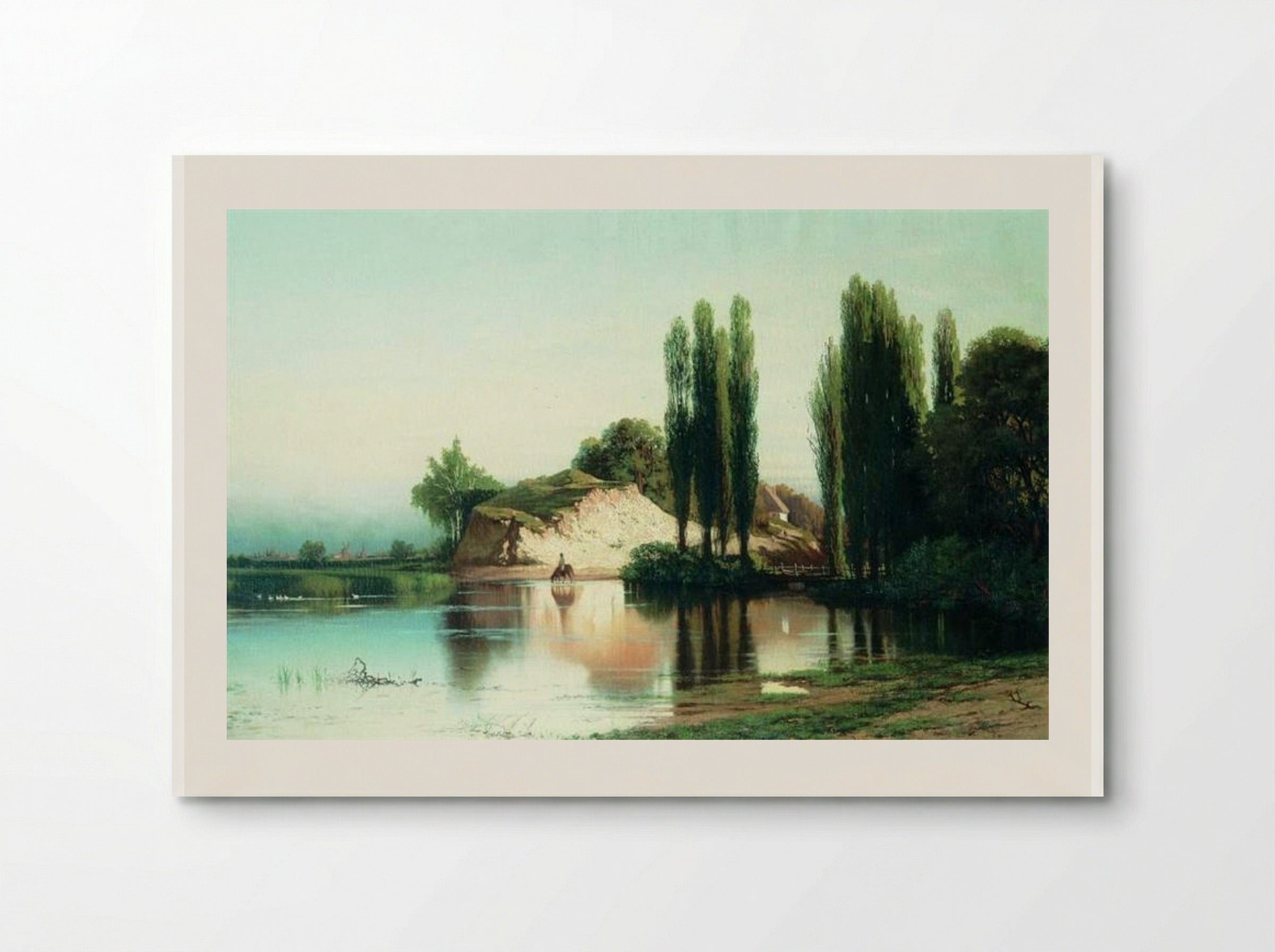 River Scene with Poplars - Volodymyr Orlovsky - Poster