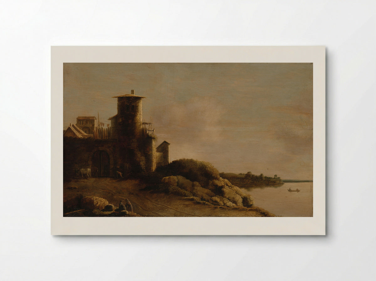 River Scene with a Fortified Tower - Claude de Jongh - Poster