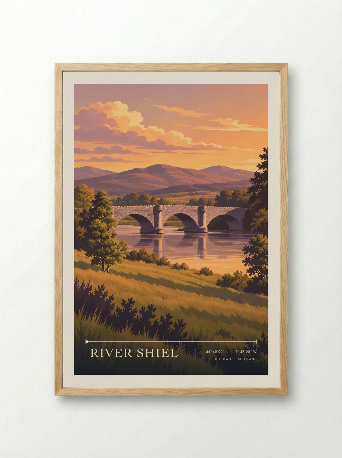 River Shiel, Highland | Travel Poster - Framed Print Wood