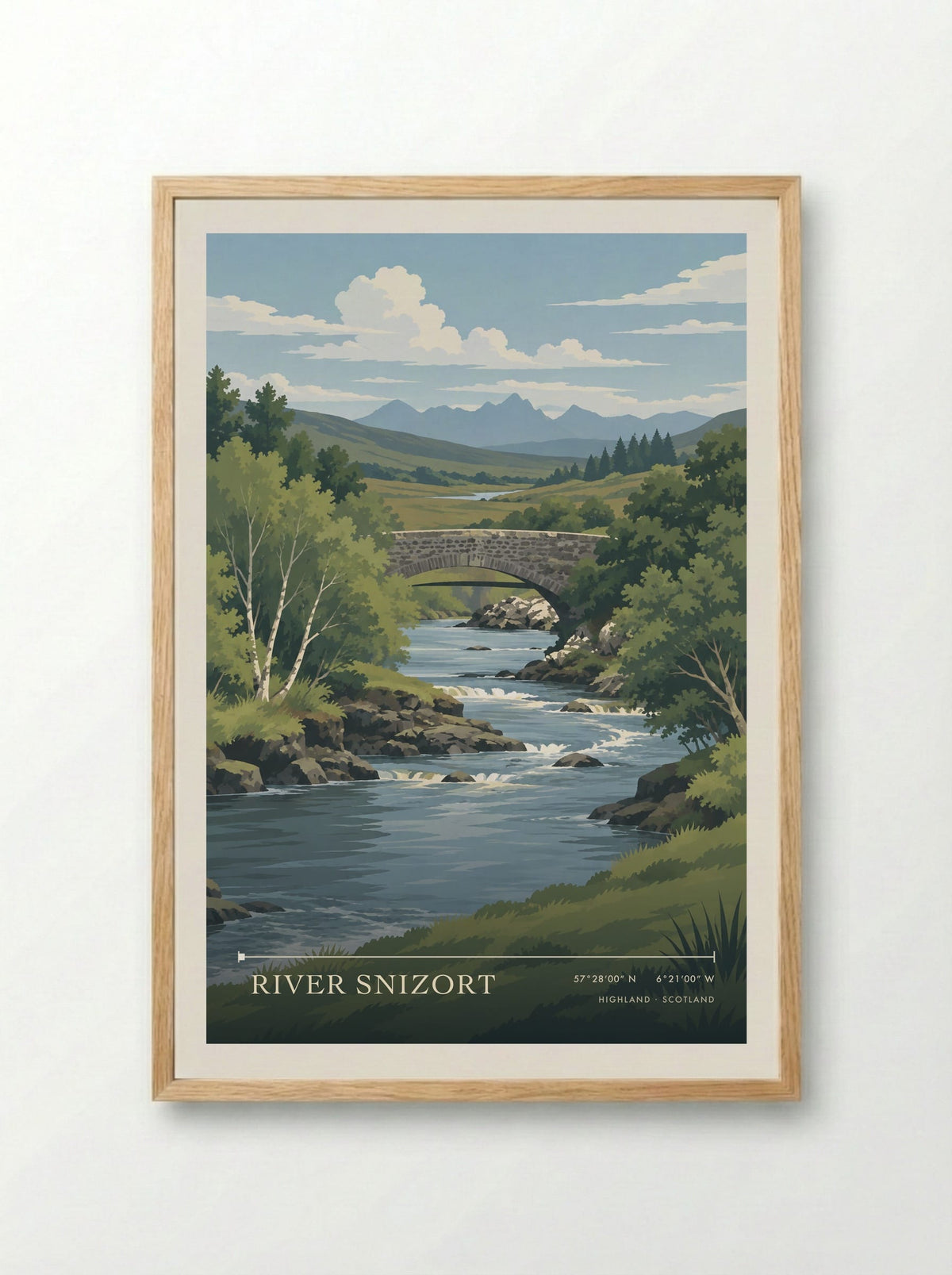 River Snizort, Highland | Travel Poster - Framed Print Wood