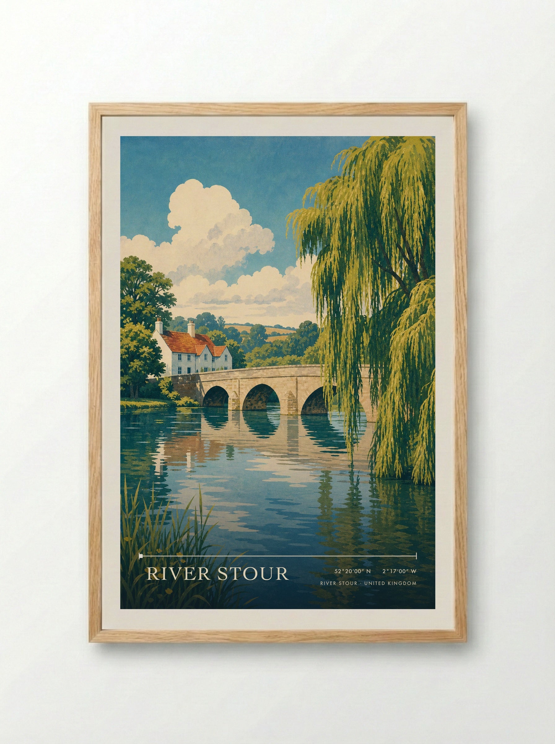 River Stour United Kingdom Travel Poster - Framed Print Wood