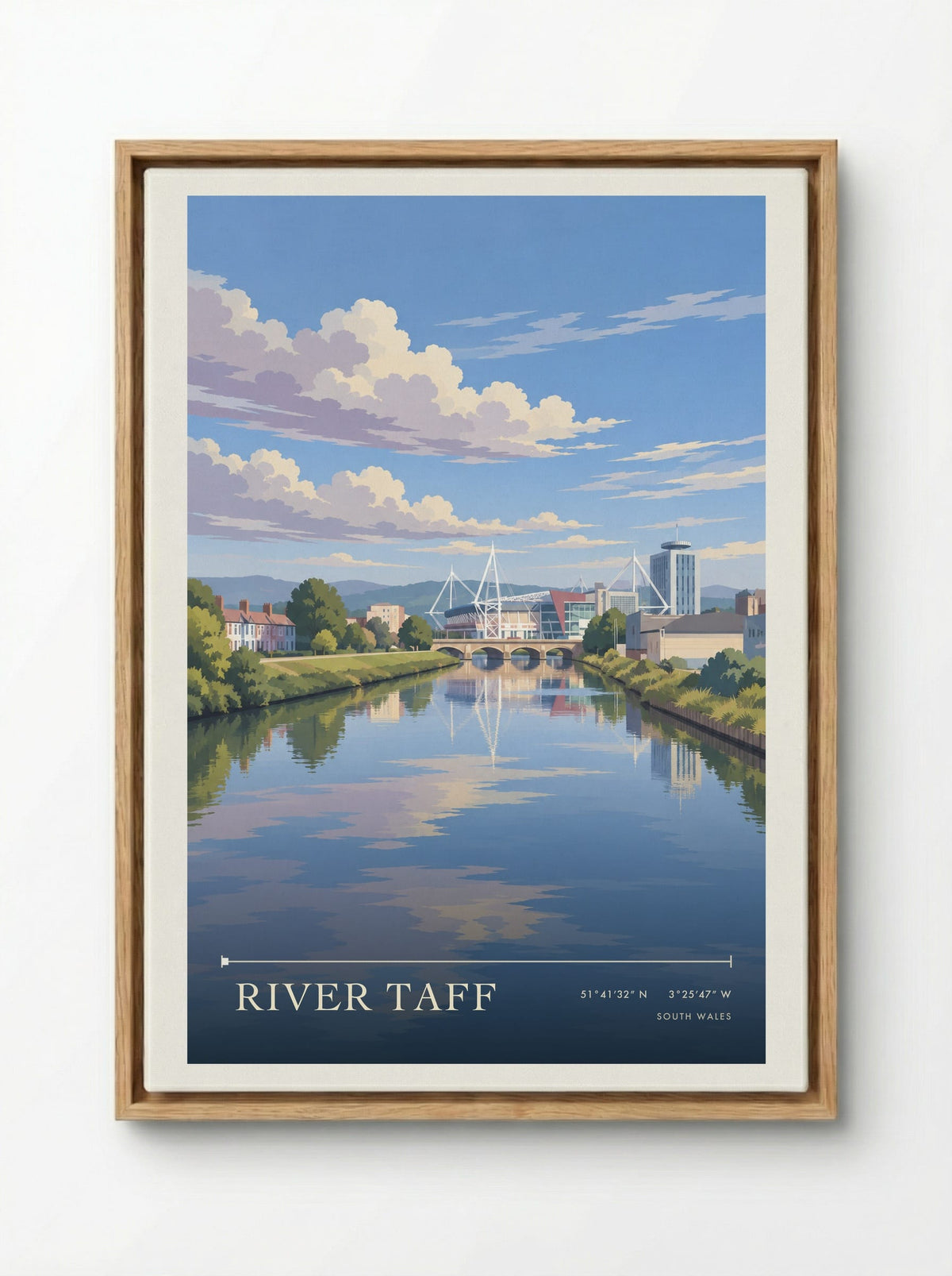 River Taff, South Wales | Travel Poster - Framed Canvas Wood