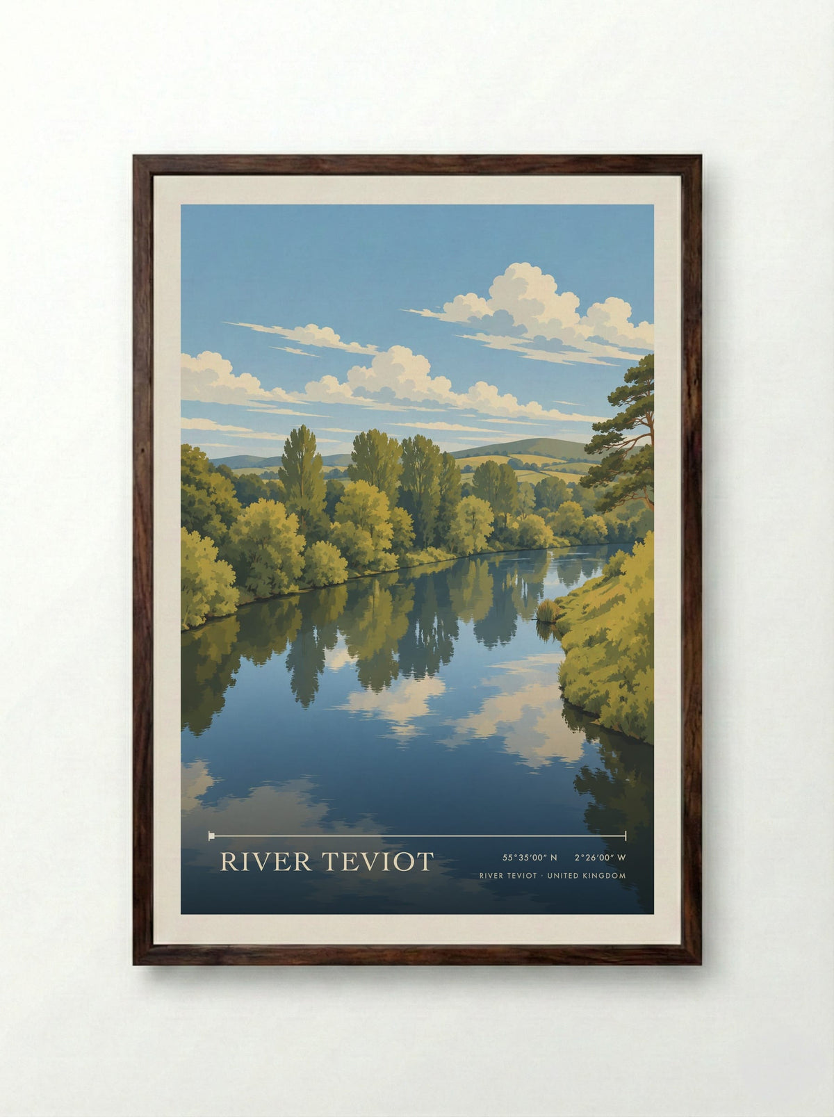 River Teviot | Travel Poster - Framed Print Dark Wood