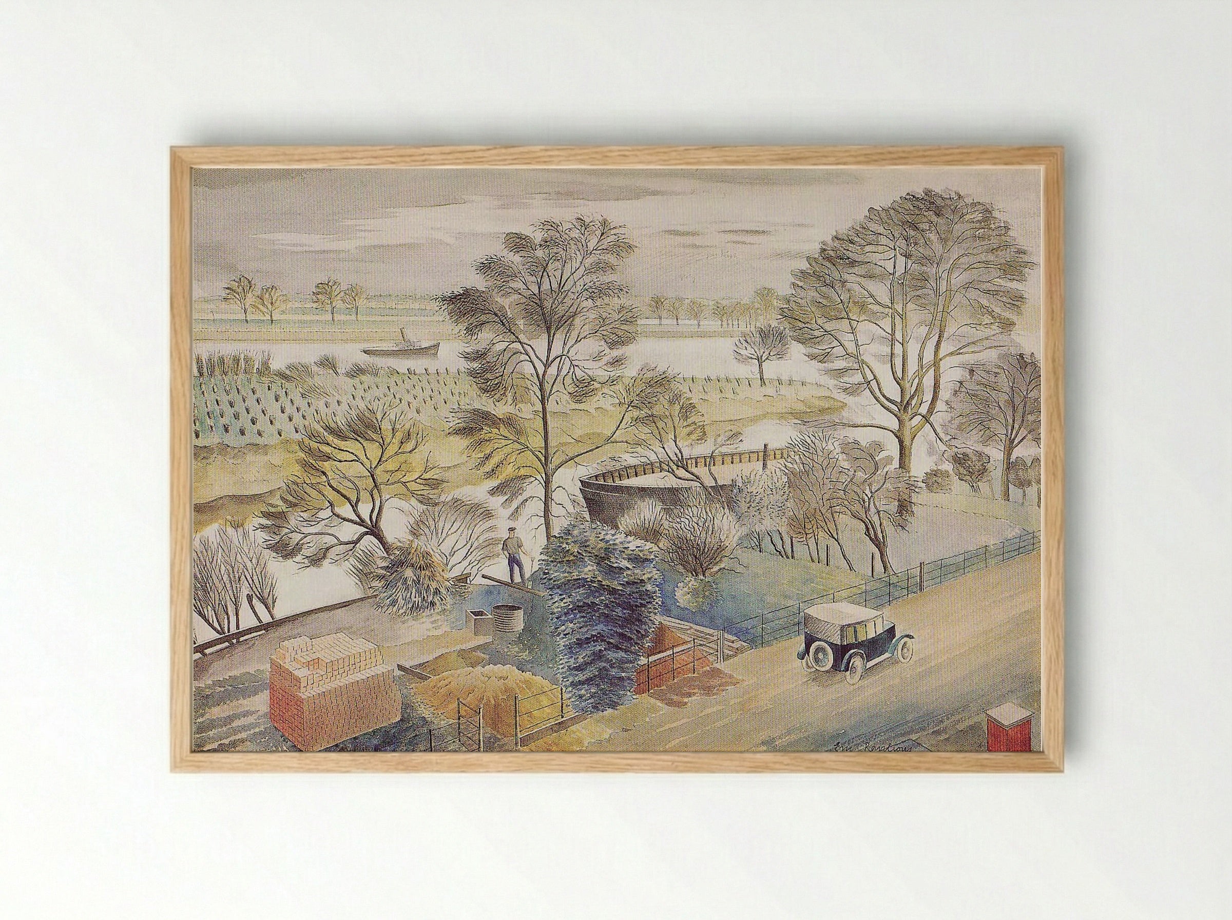 River Thames - Eric Ravilious - Framed Print Wood
