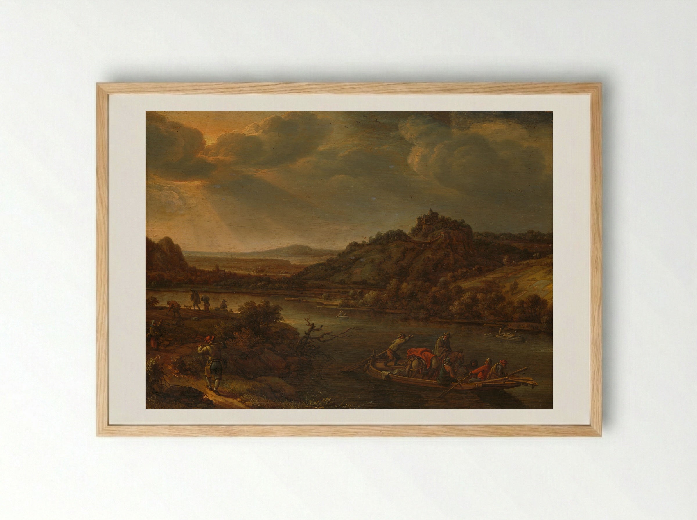 River View with Ferry - Herman Saftleven - Framed Print Wood