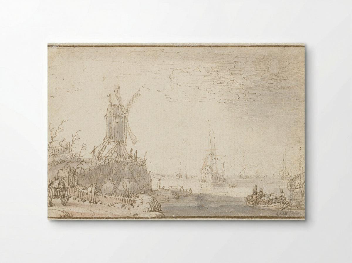 River View with Windmill - Cornelis Claesz. van Wieringen - Poster