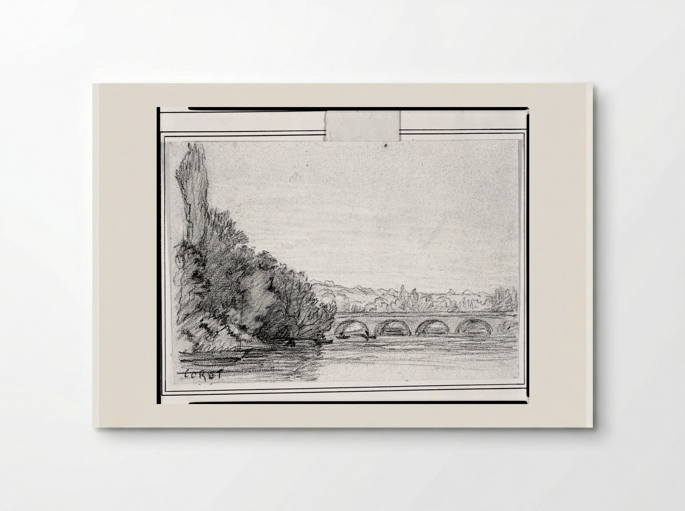 River View with a Bridge - Jean-Baptiste-Camille Corot - Poster