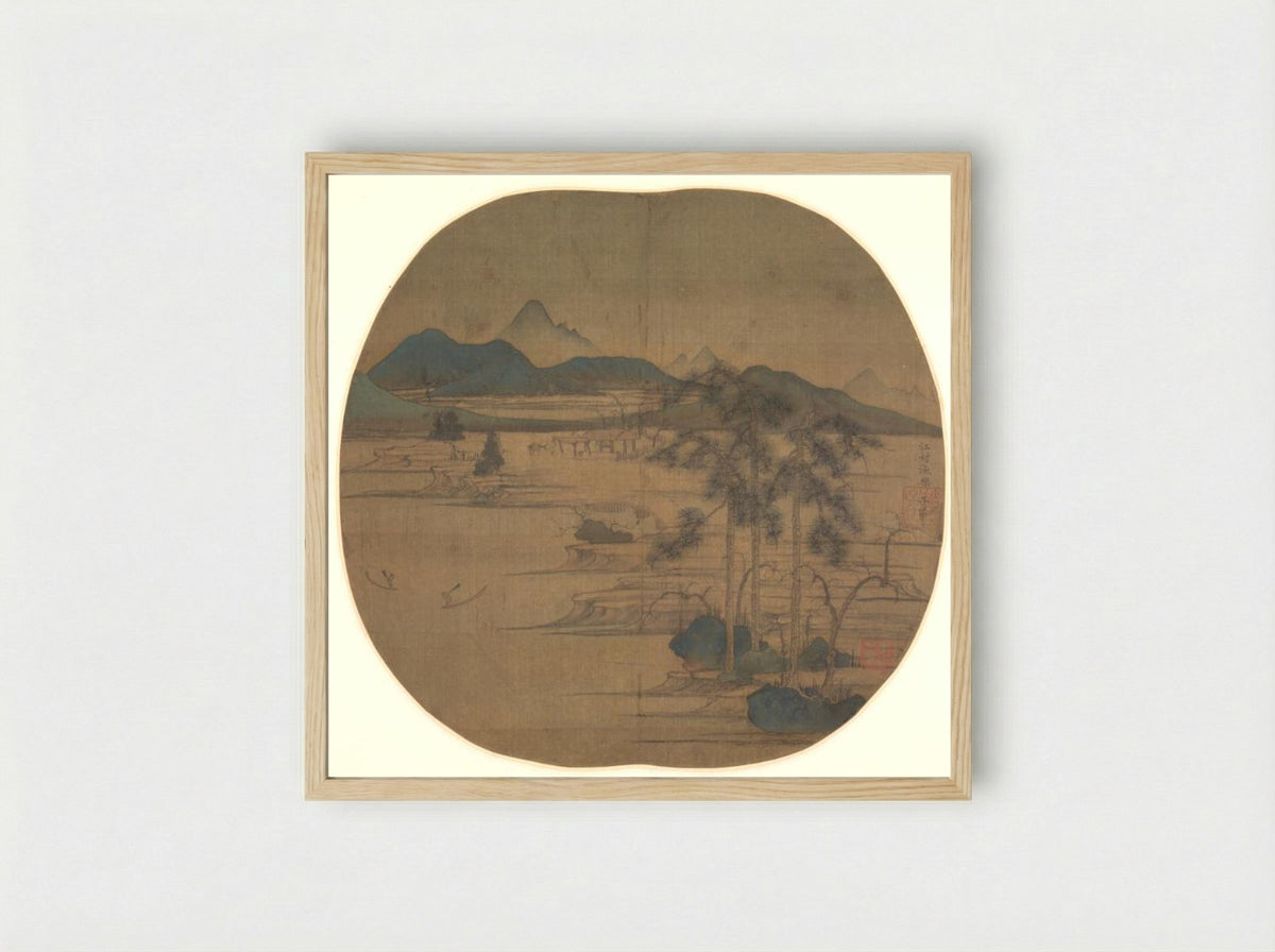 River Village: Fisherman's Joy - Zhao Mengfu - Framed Print Wood